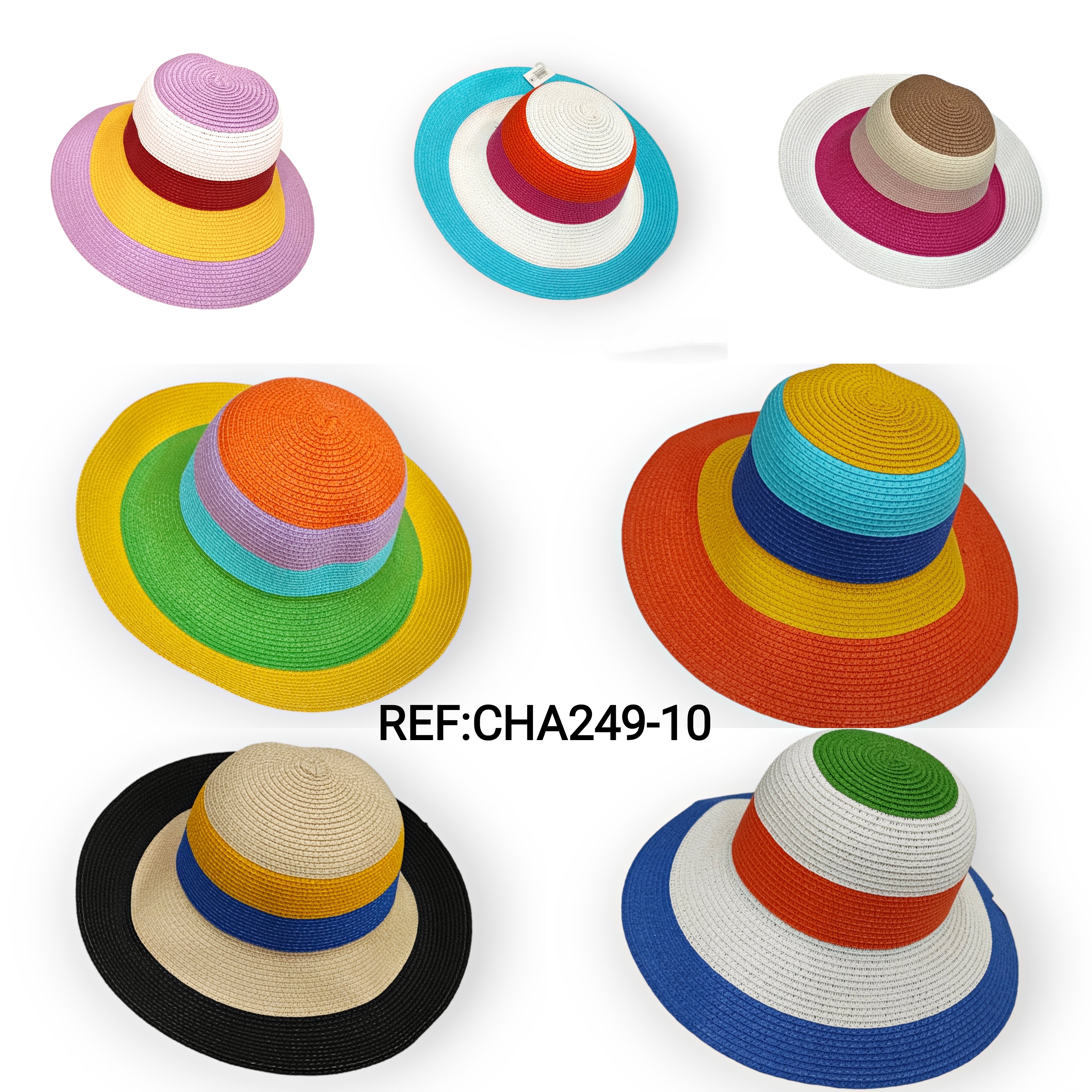 Chapeau paille Multi-Colorie (x12)