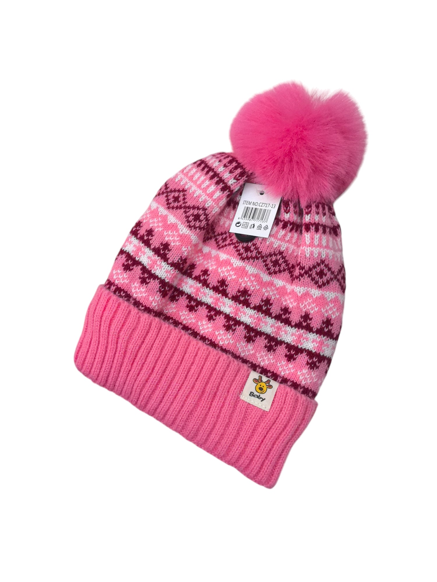 Bonnet enfant fourré pompon   (x12) #13