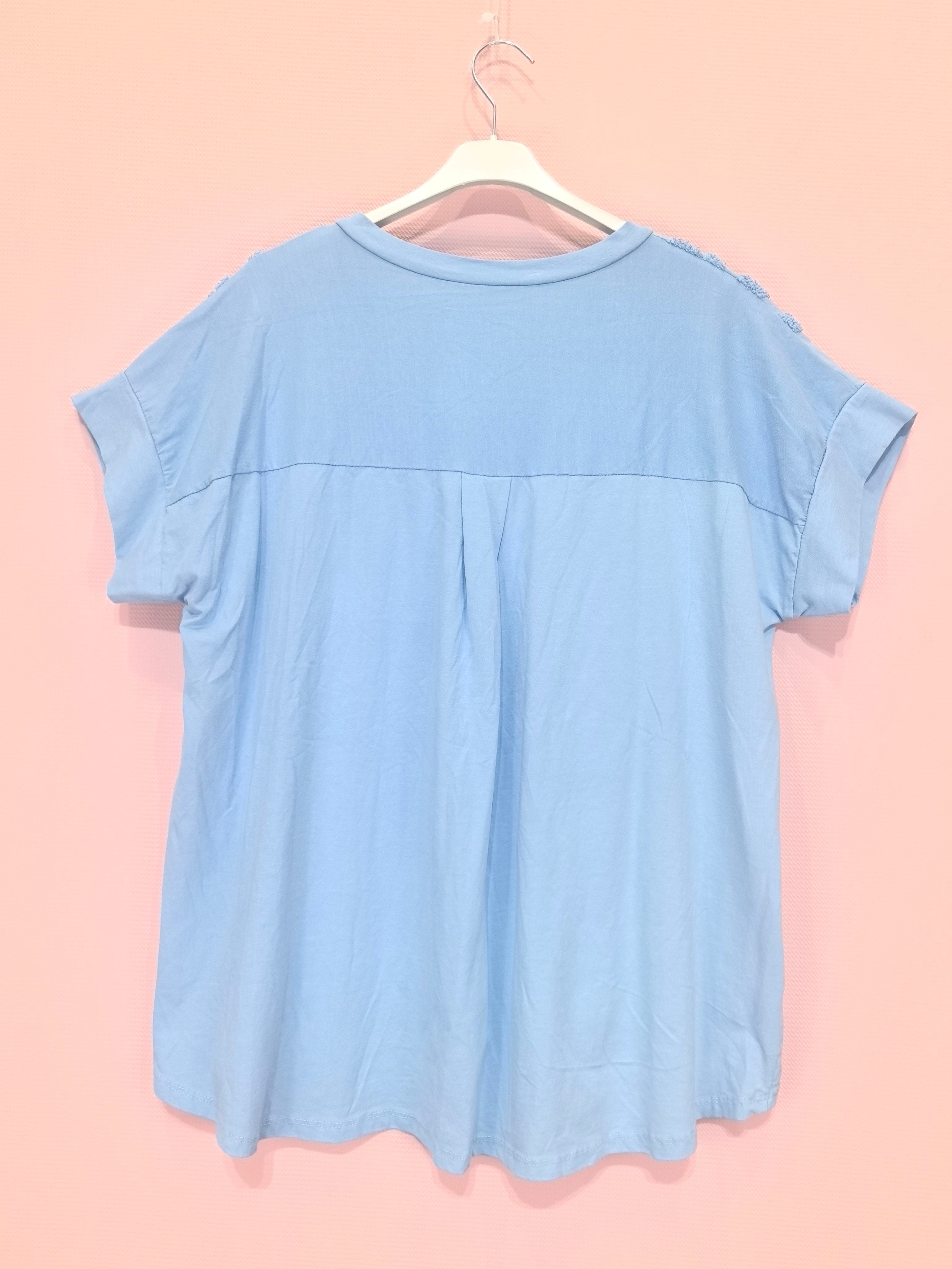 T-shirt brodé 100% coton, idéal pour le printemps/été, confectionné en Italie, parfait pour une allure élégante et décontractée.（x8）