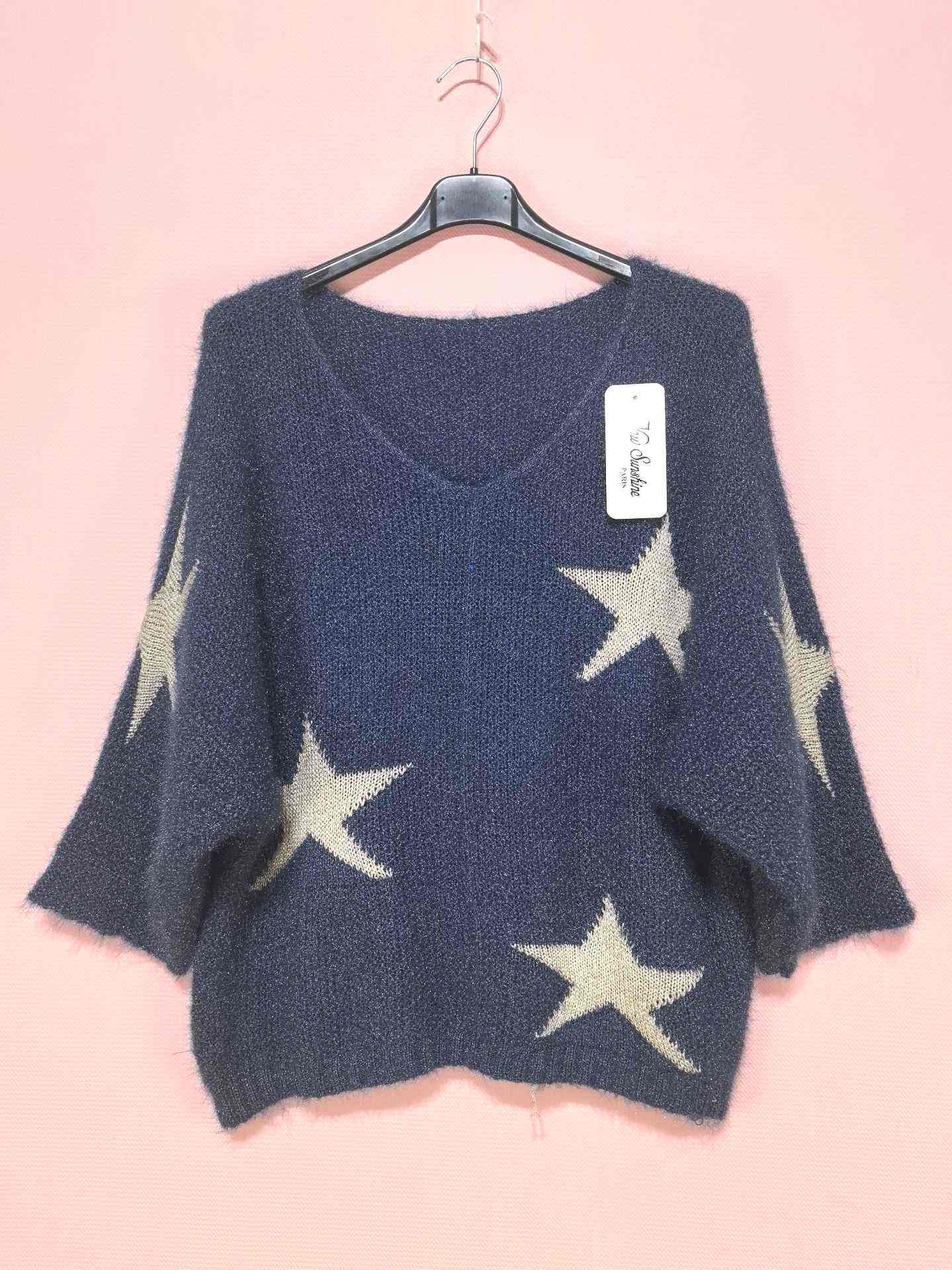 Pull manches chauve étoiles dorés (x8)