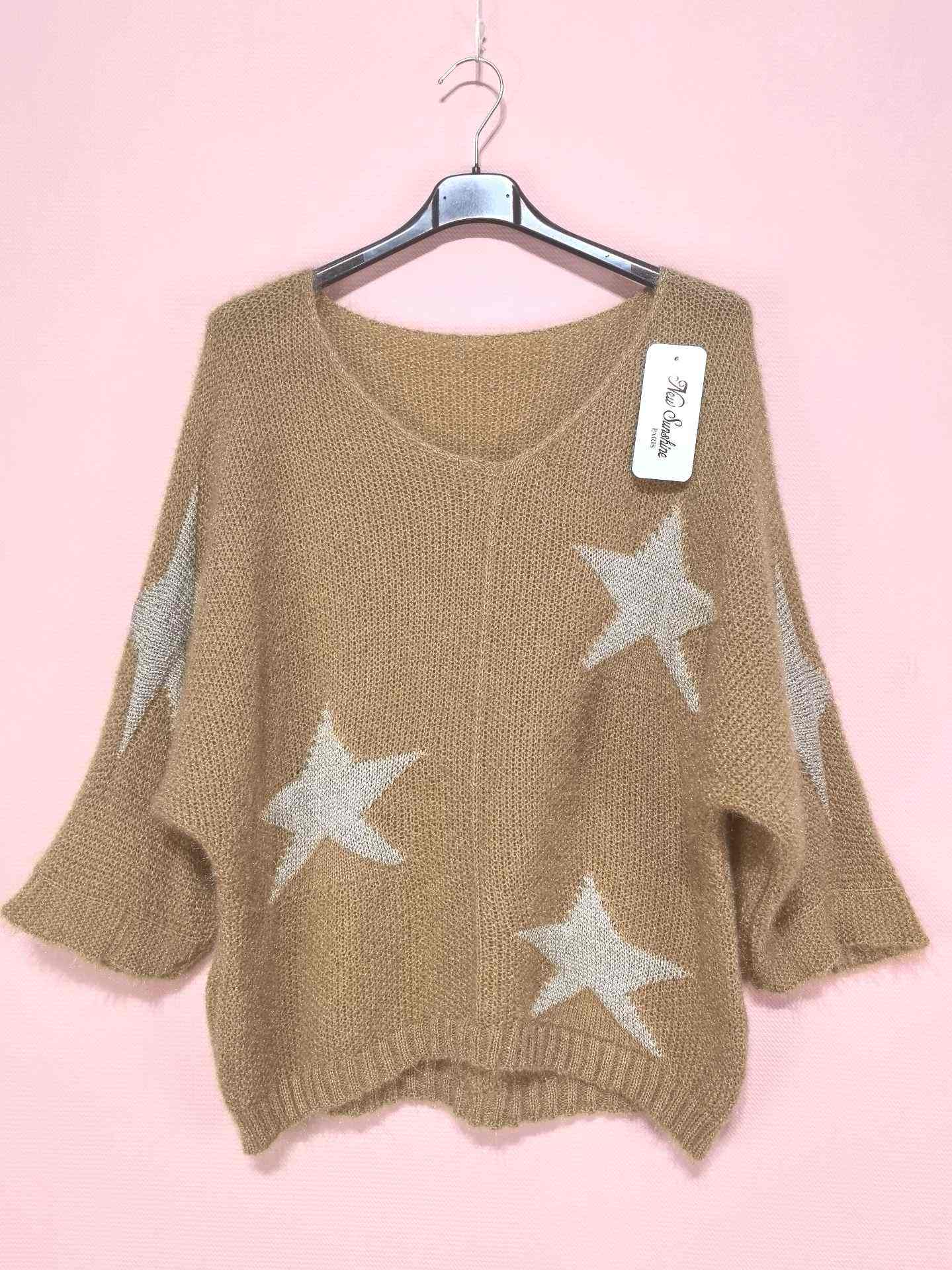 Pull manches chauve étoiles dorés (x8)