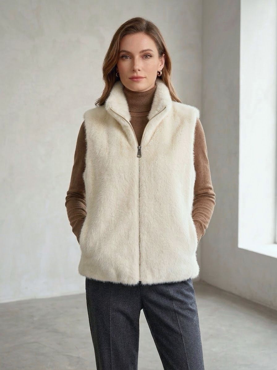 Gilet Sans Manches Fausses Fourrure (x6)