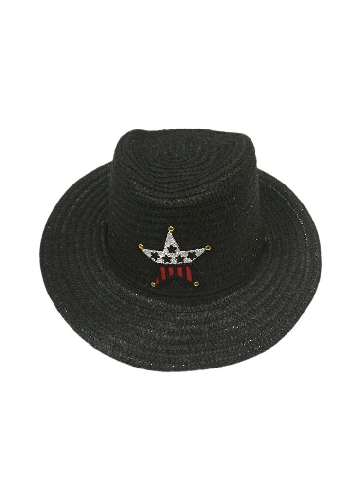 Chapeaux de paille taille ENFANT motif étoile   (x12)