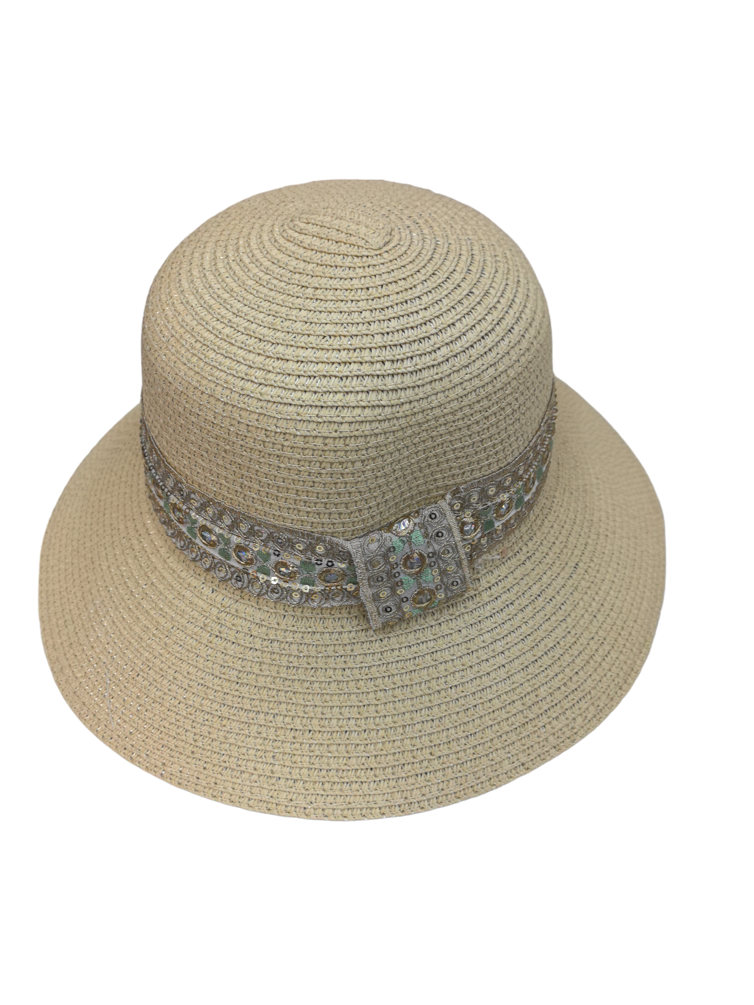 Chapeau de paille femme ruban Paillettes (x12)