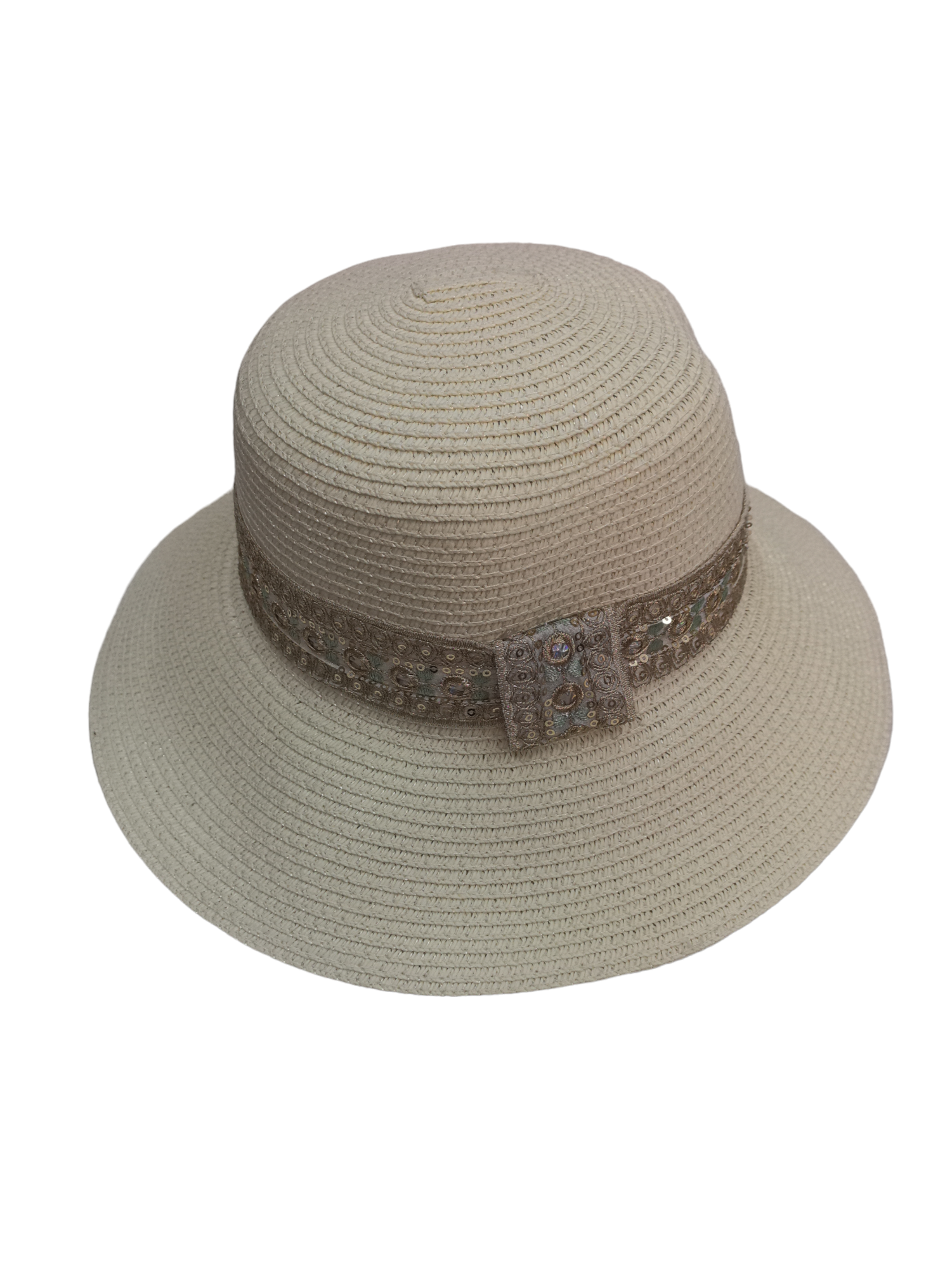 Chapeau de paille femme ruban Paillettes (x12)
