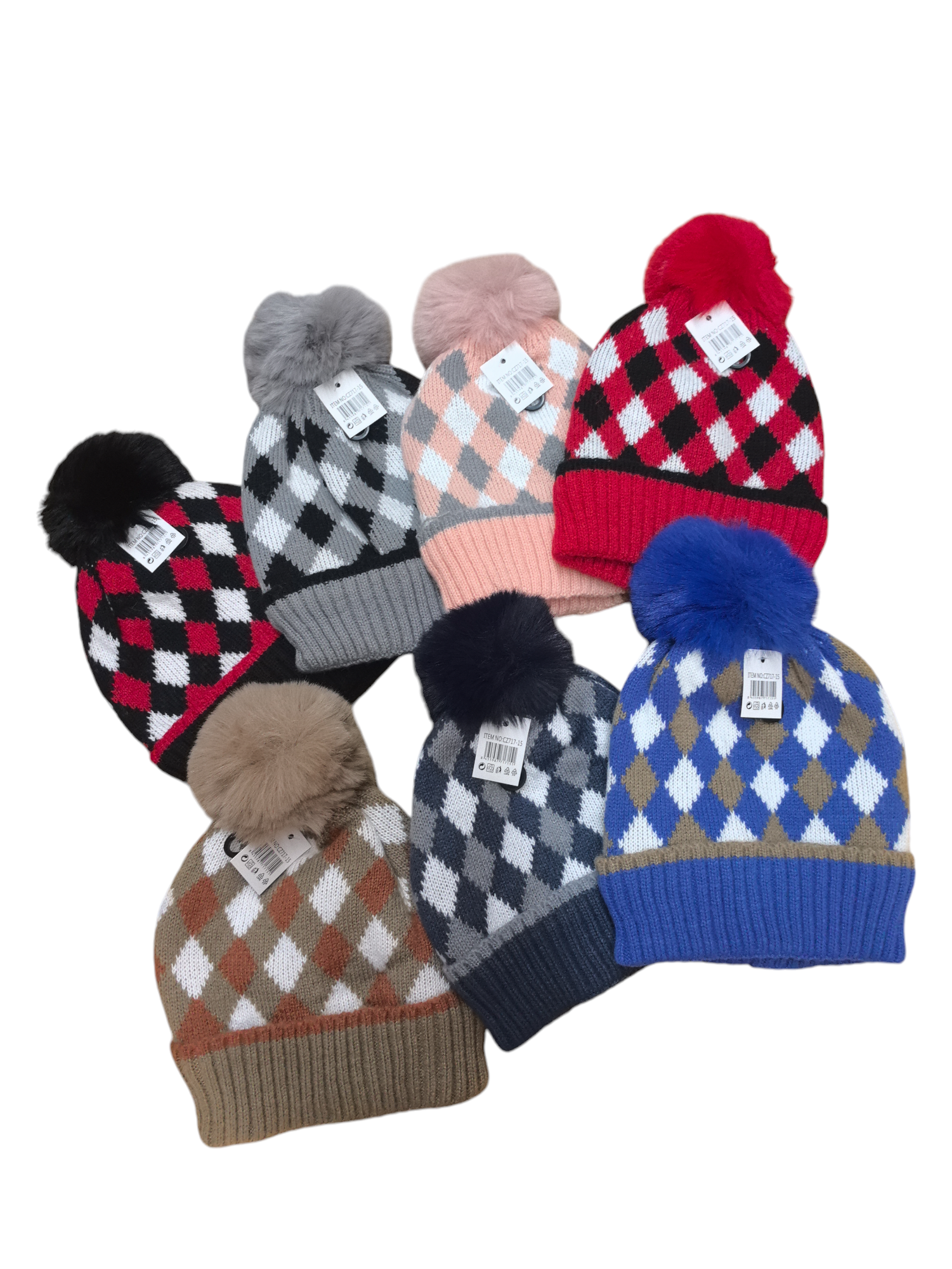 Bonnet enfant fourré pompon   (x12) #15