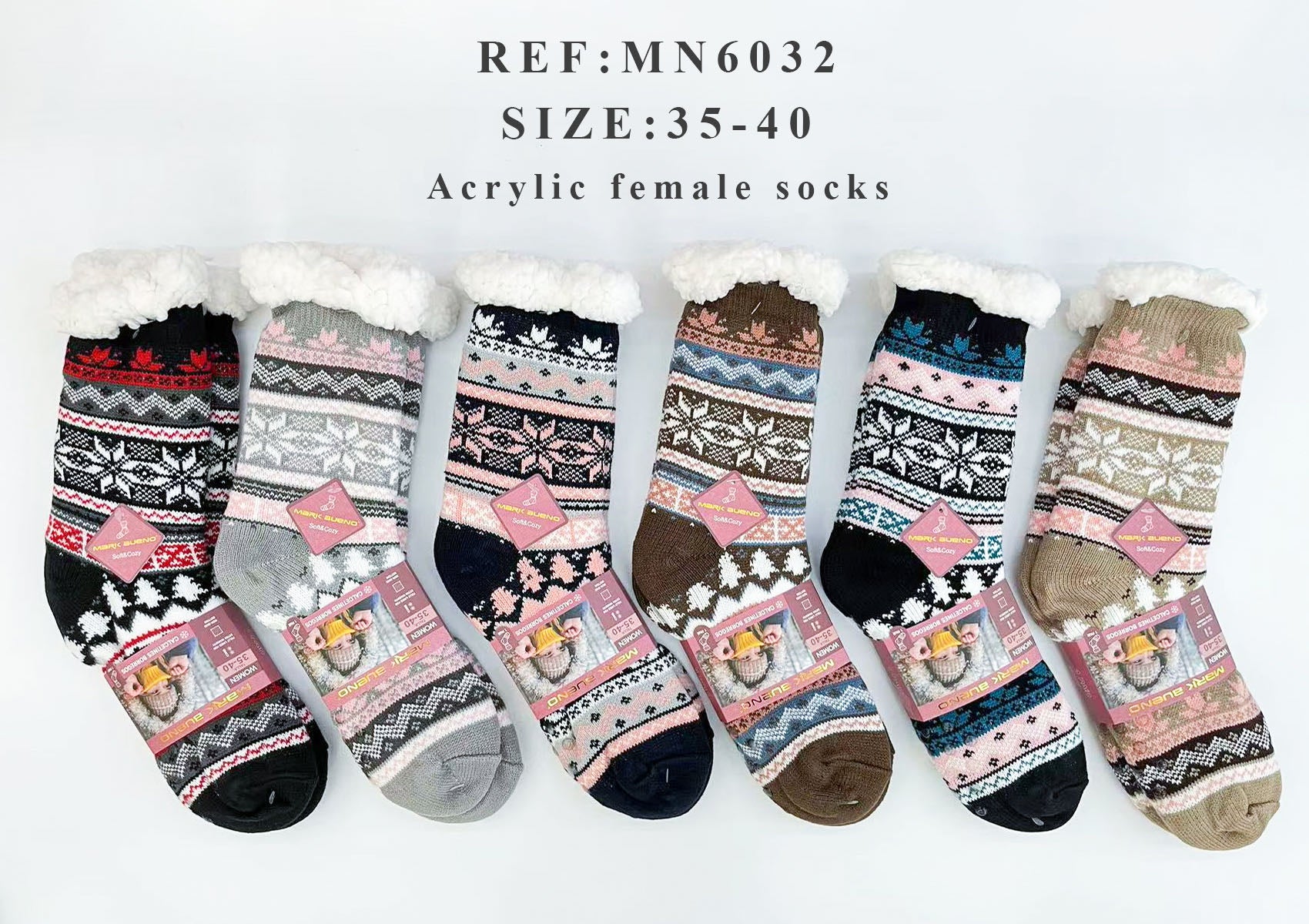 FEMME Chaussettes fourrées  Hiver  T35- 40  (x12)/6032