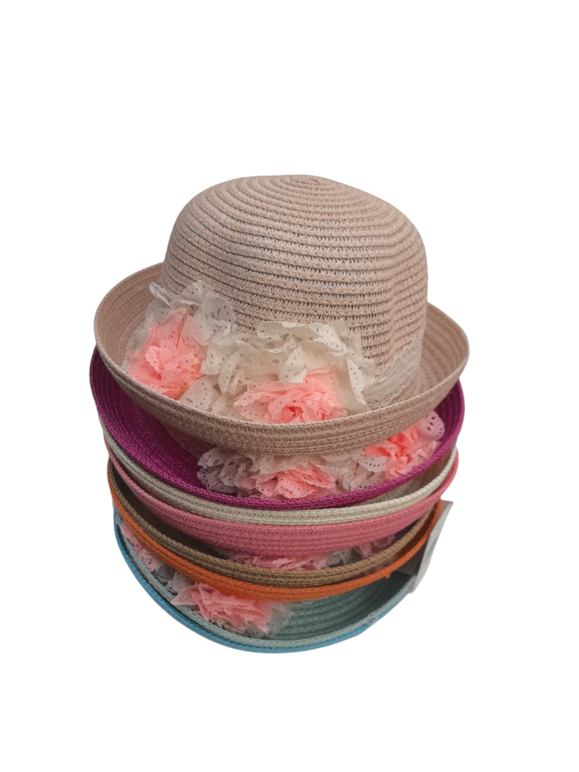 Chapeaux de paille taille enfant motif  fleur (x12) #50