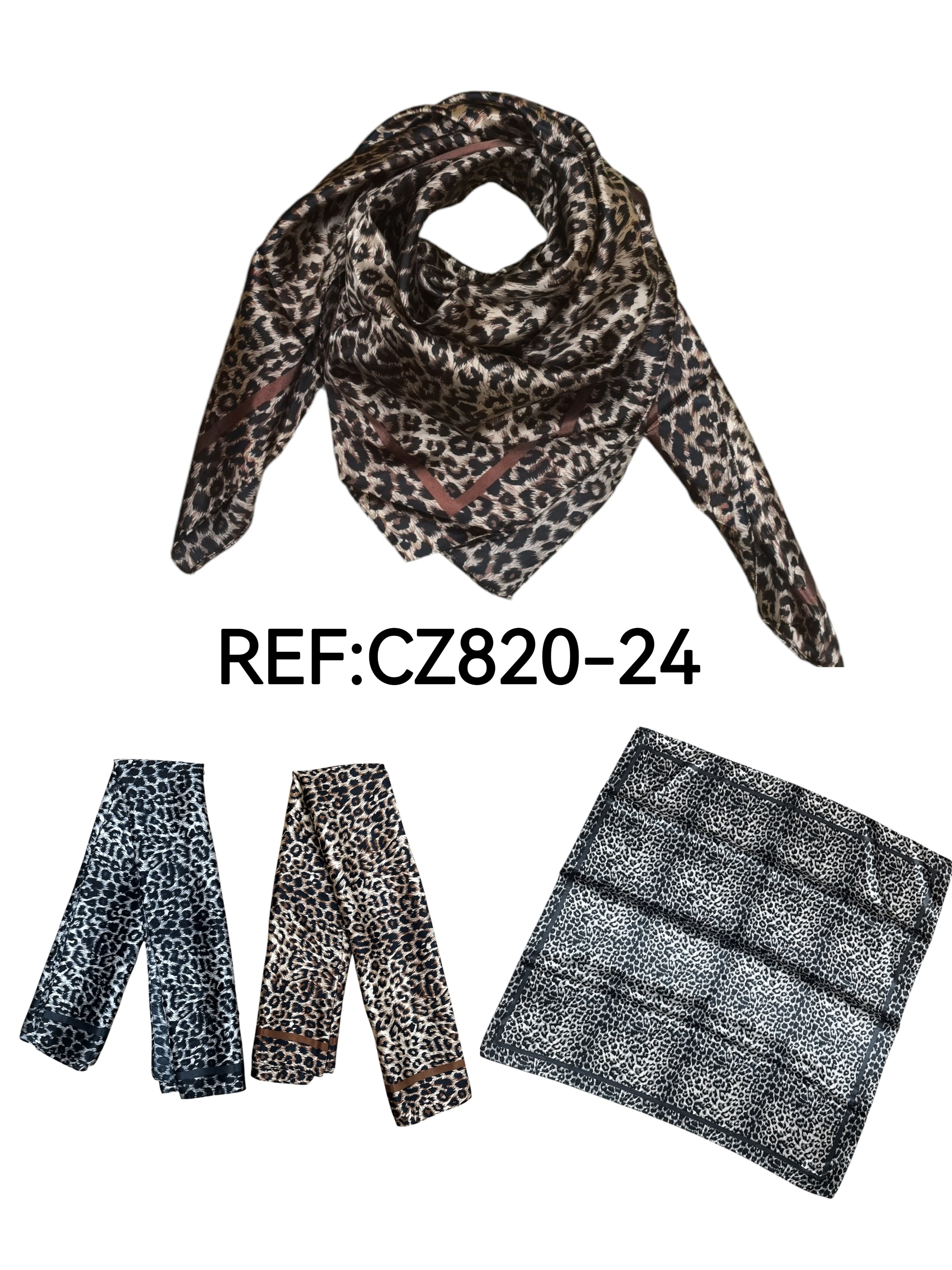 Foulard carré  90cm imprimé fantaisie (x10)#24