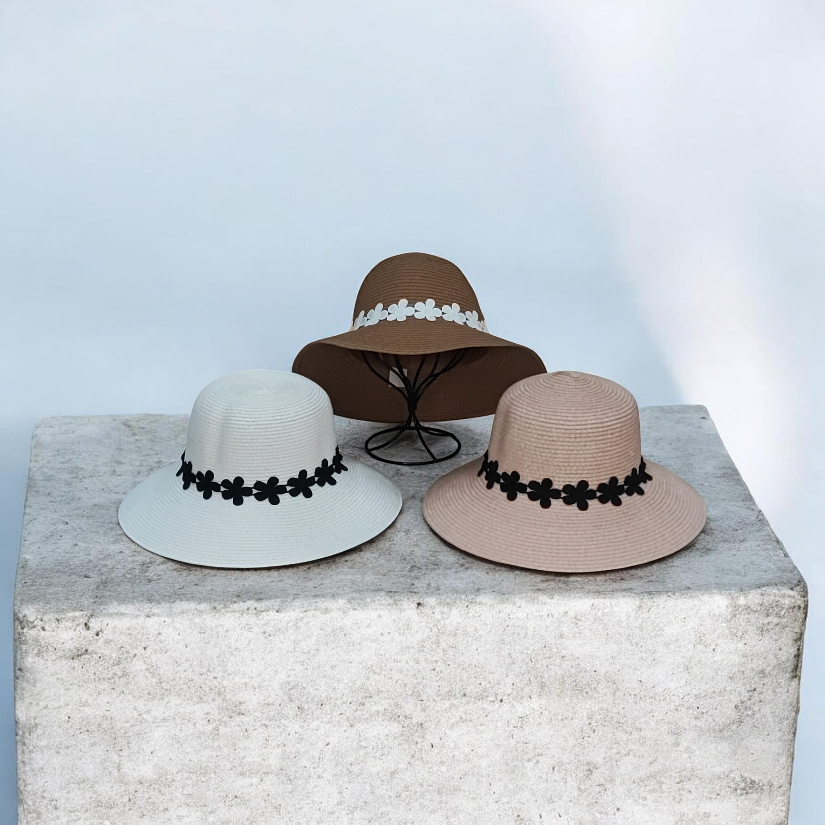 Chapeau paille motif fleurs(x12)#7