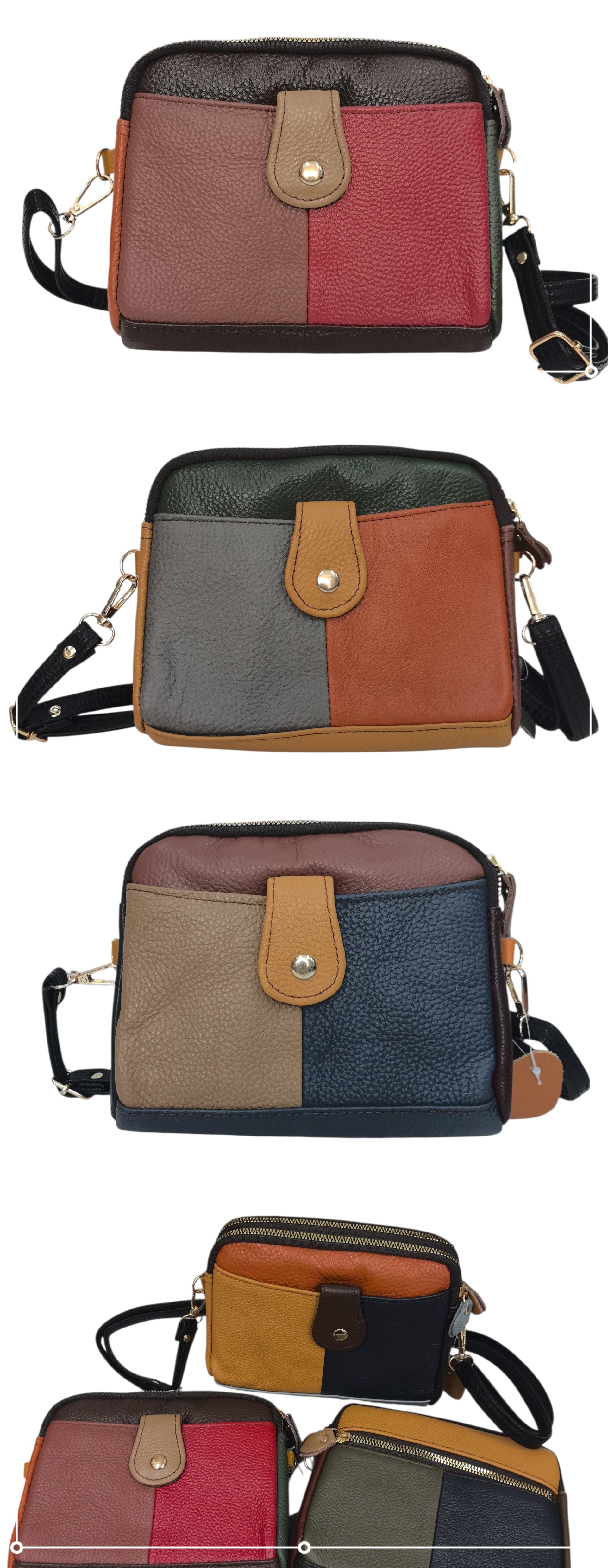 Sac multicouleur- Cuir véritable couleur (X6)