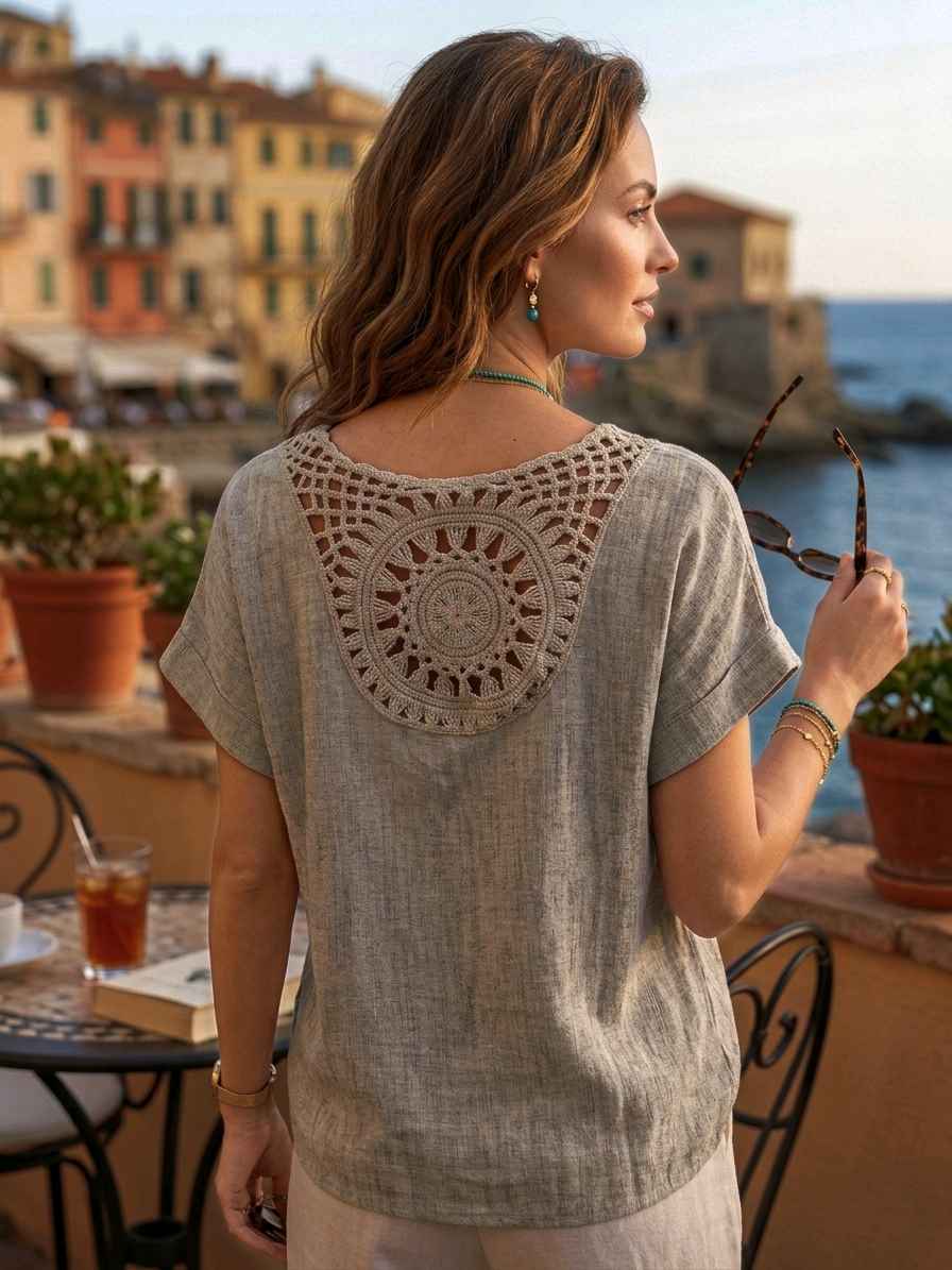 Blouse Avec Dos En Crochet Artisanal(x8)