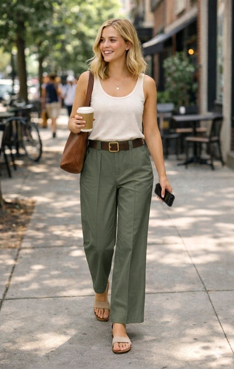 Pantalon large taille haute(x6)
