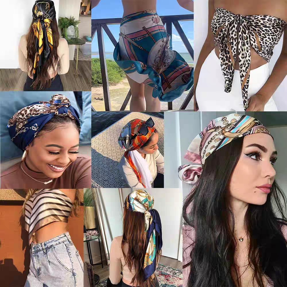 Foulard carré  90cm imprimé fantaisie (x10)#57