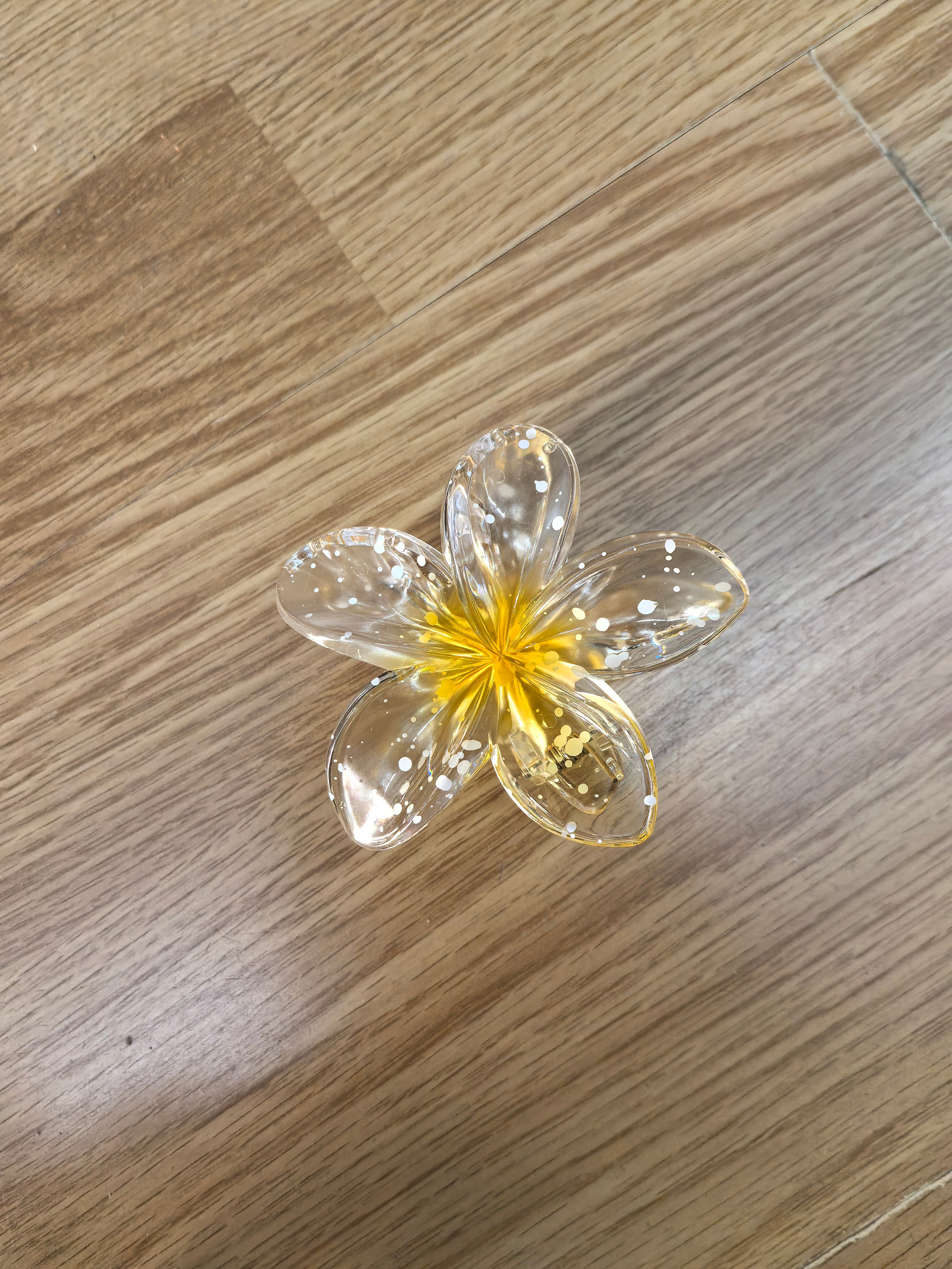 Pince à cheveux fleur transparente à pois colorés (x12)#5