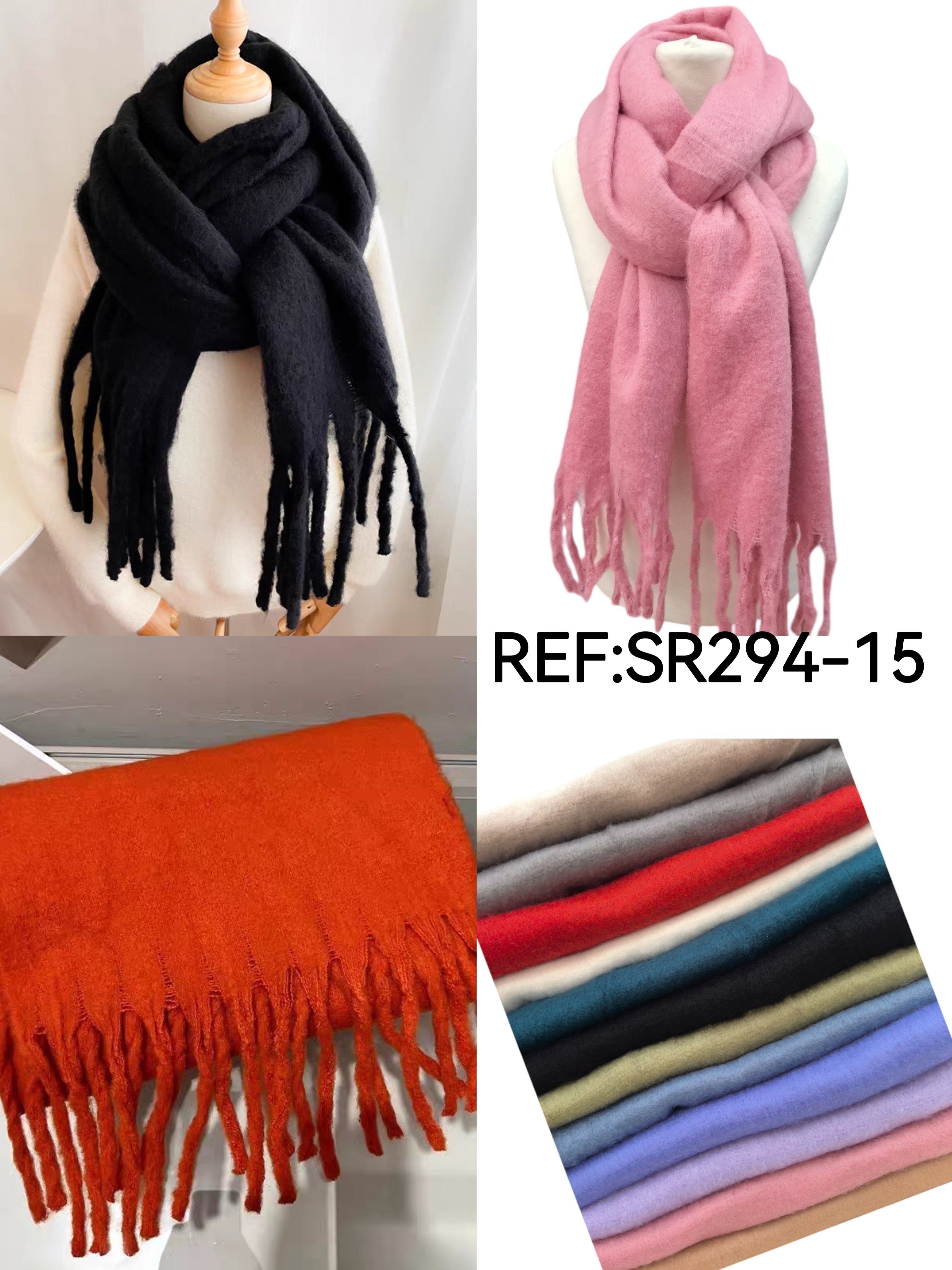 Écharpe châle couleur  unie (x12)#15