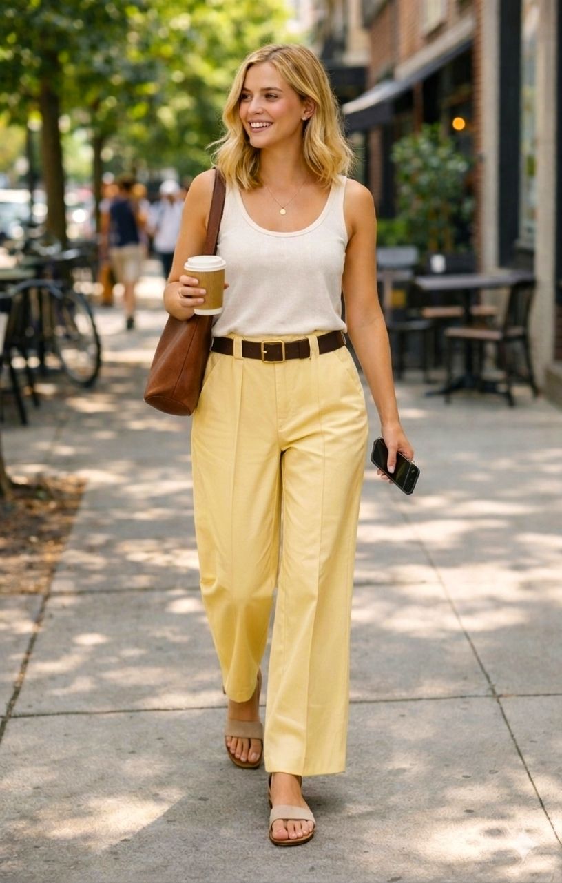 Pantalon large taille haute(x6)