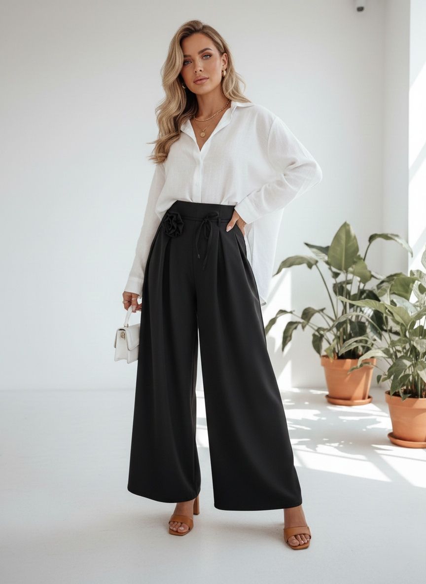 Pantalon Large À Taille Haute(×6)