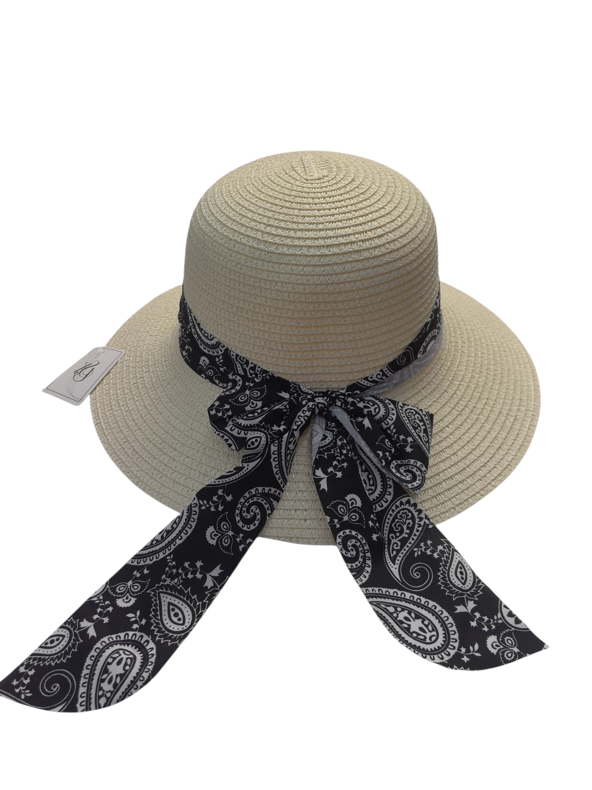 Chapeau paille ruban motif Paisley(x12)#08