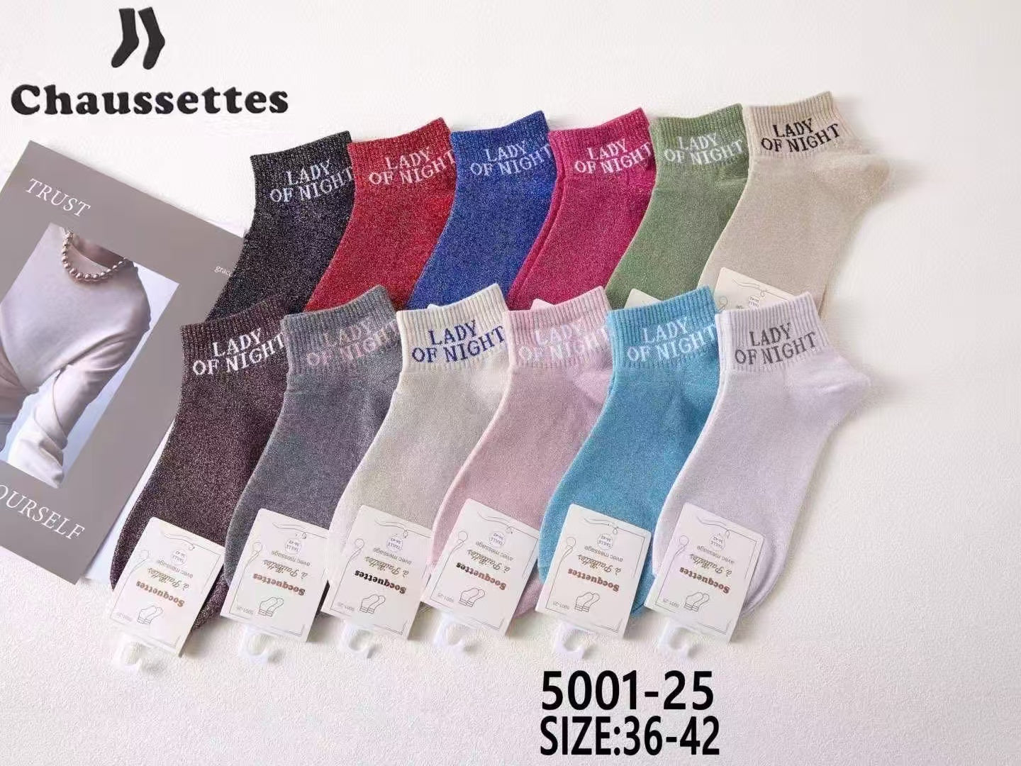 chaussette pailletee avec message(×12)#25