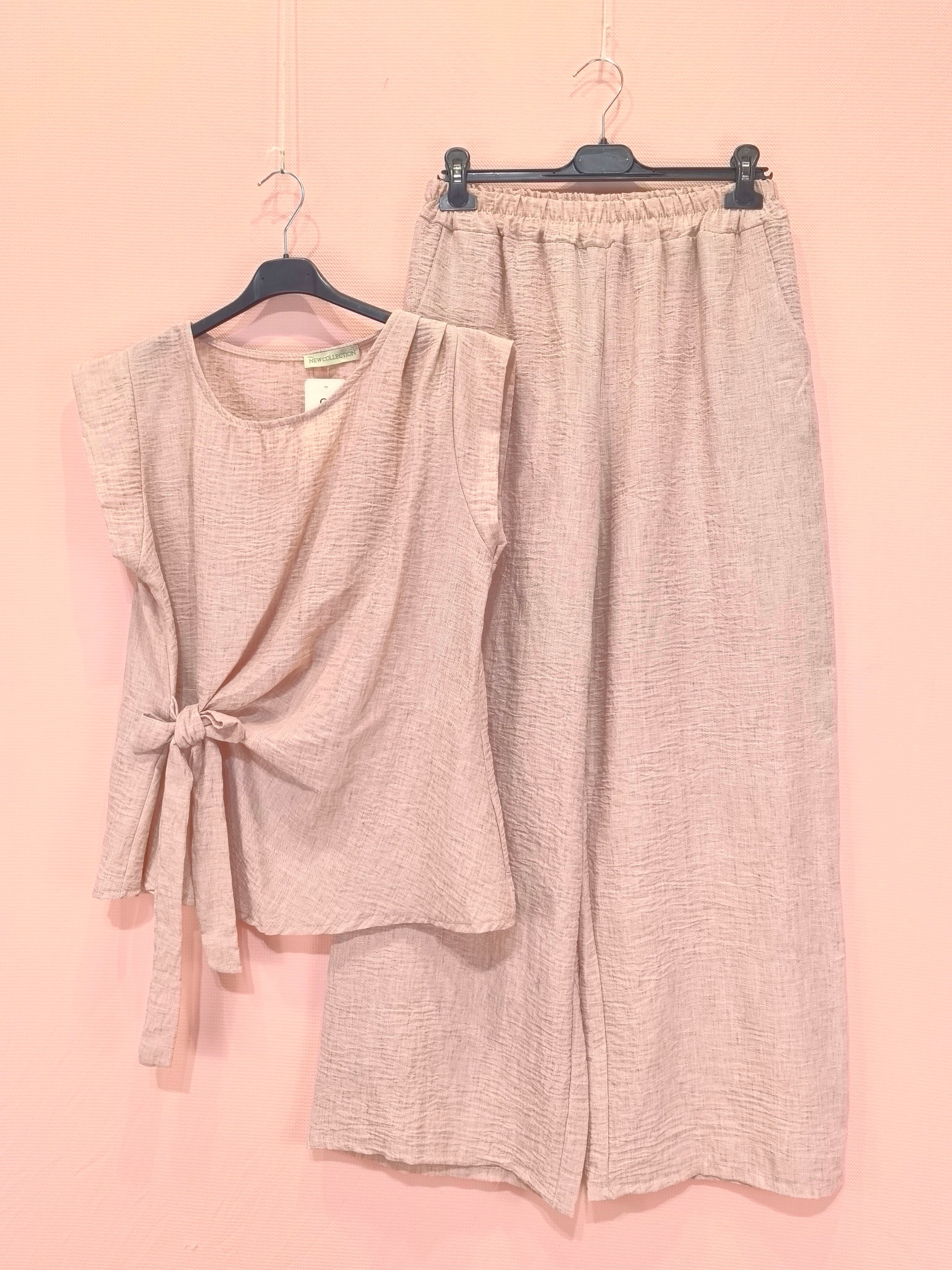 Ensemble Pantalon Large Et Haut Noué （X5）