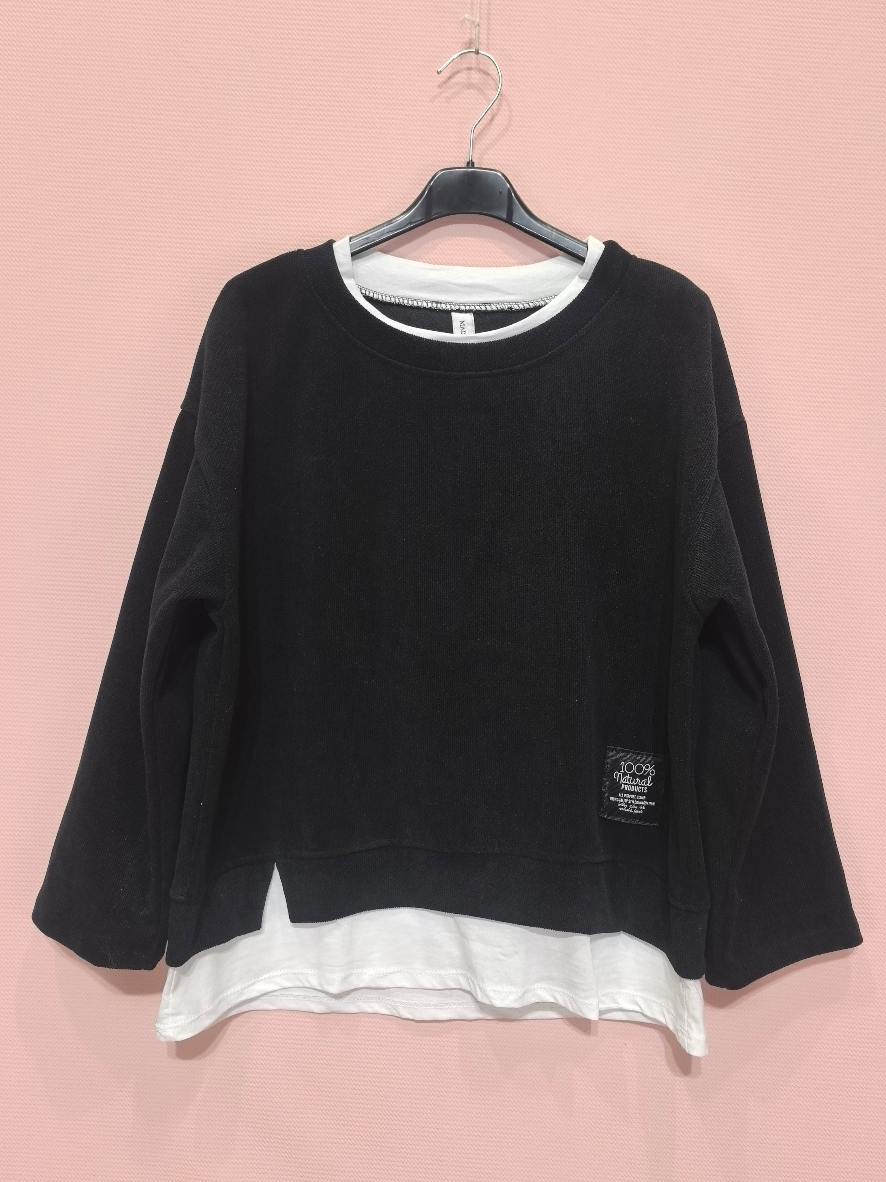 Sweat bicolore superposé 
Style casual-chic polyvalent 
En tissu texturé au toucher doux (x6)