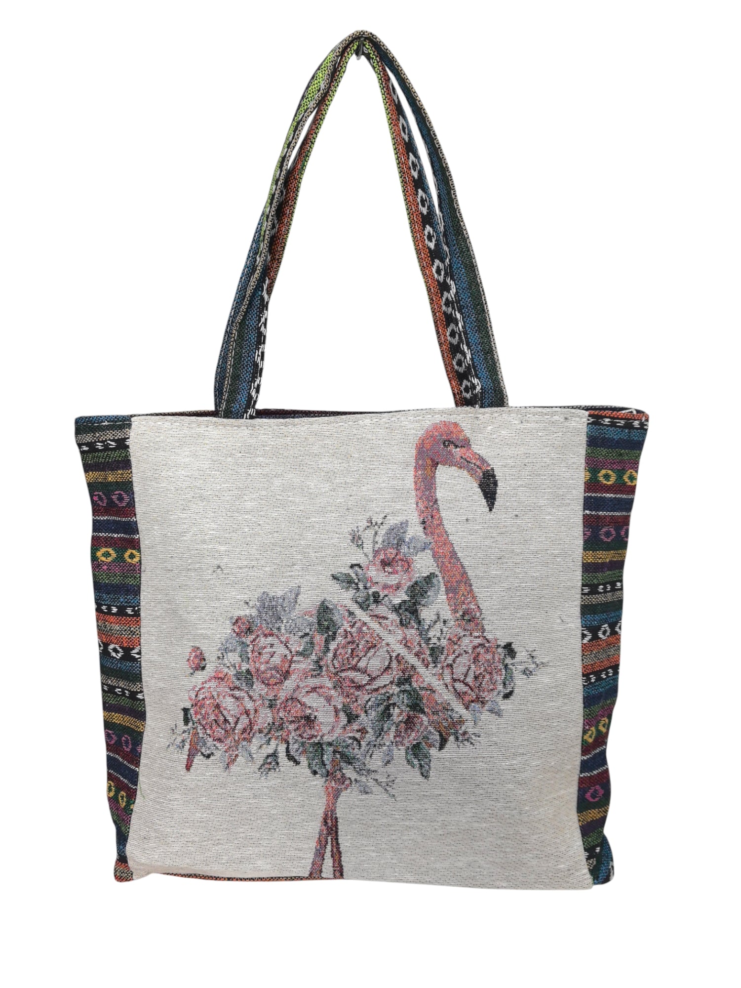 Sac à main en toile  brodé Flamant pour femme (x6)