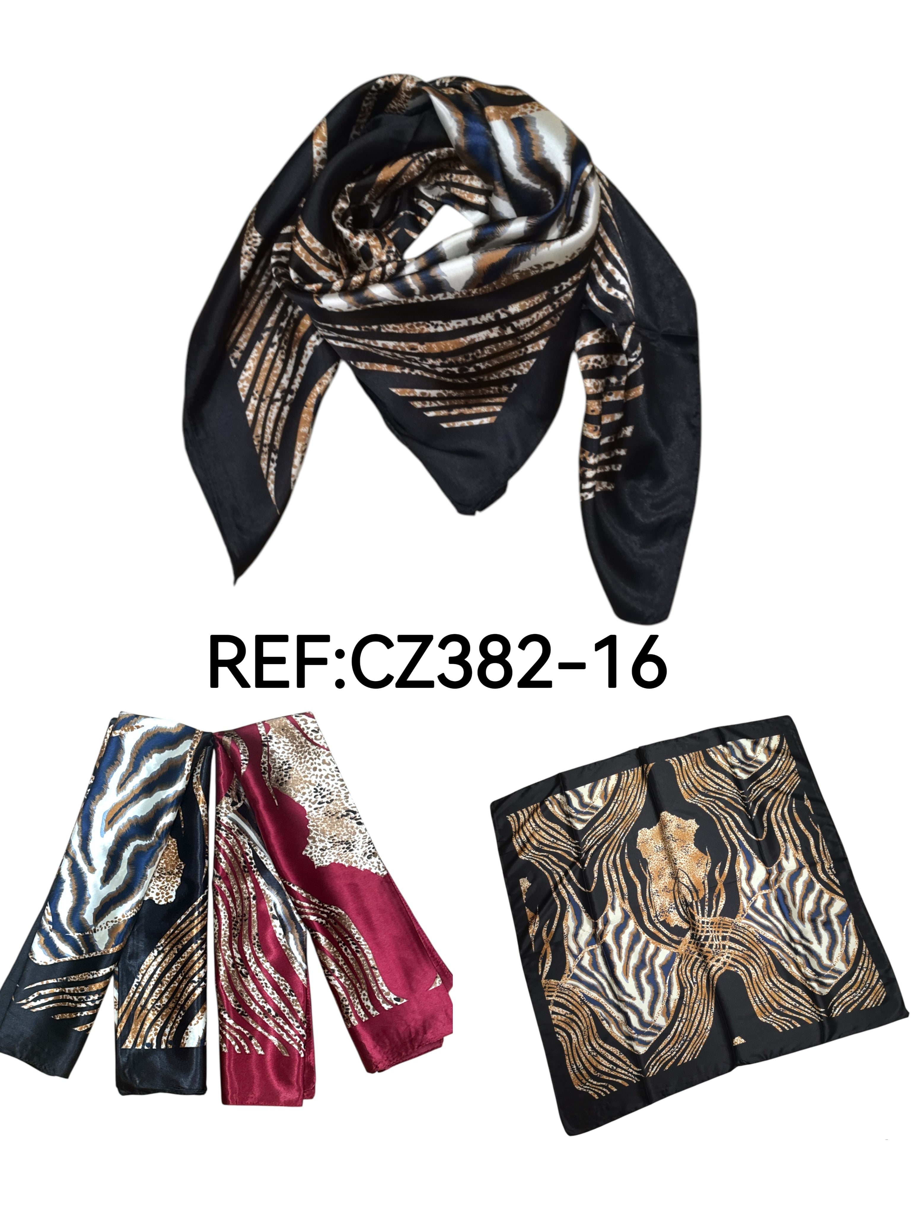 Foulard carré  90cm imprimé fantaisie (x10)#12