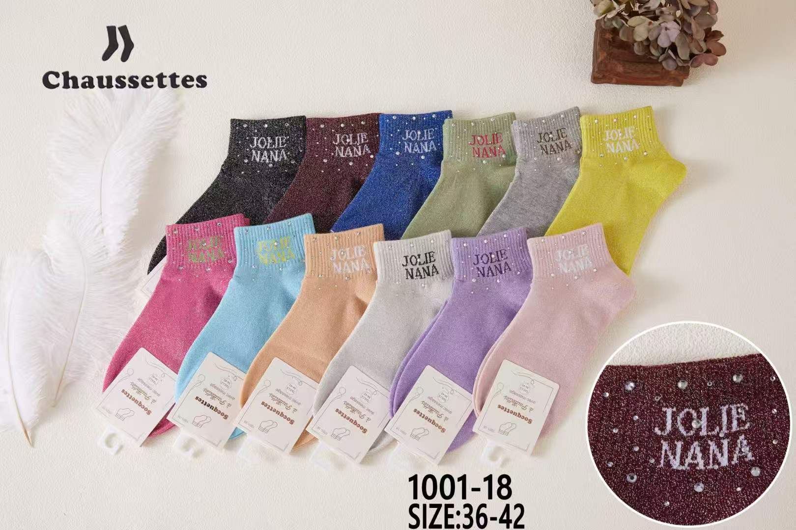 chaussette paillettes avec message(×12)1001