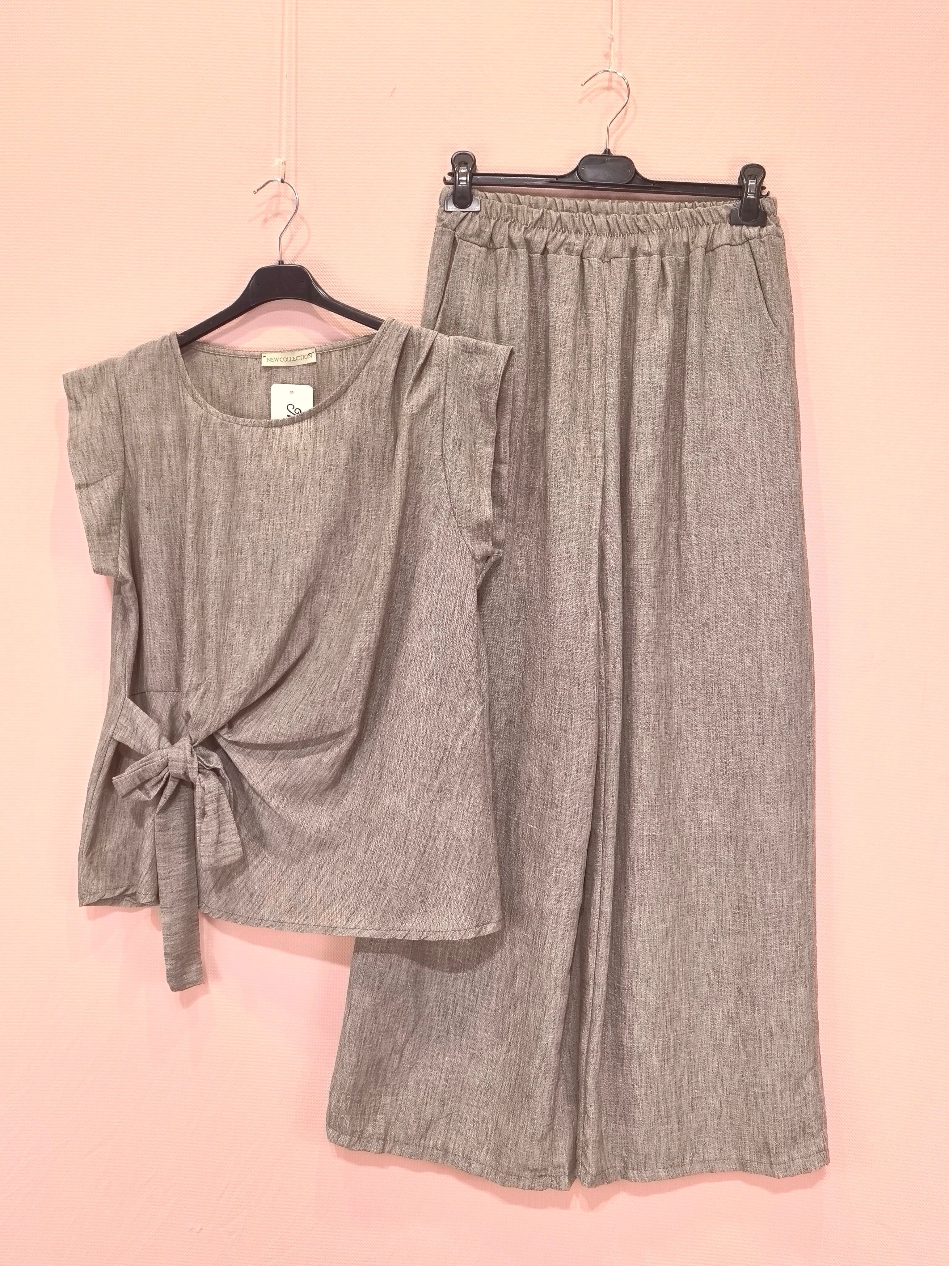 Ensemble Pantalon Large Et Haut Noué （X5）