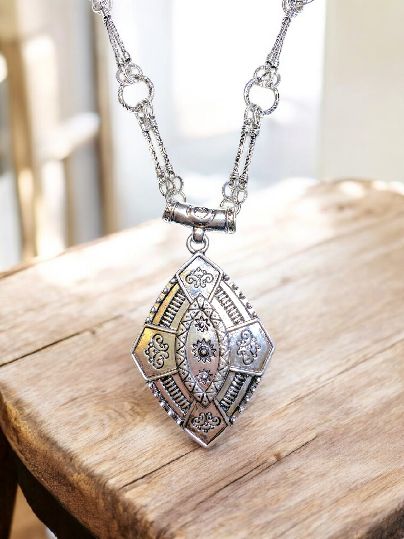 Collier sautoir fantaisie Chaîne losange(x3)