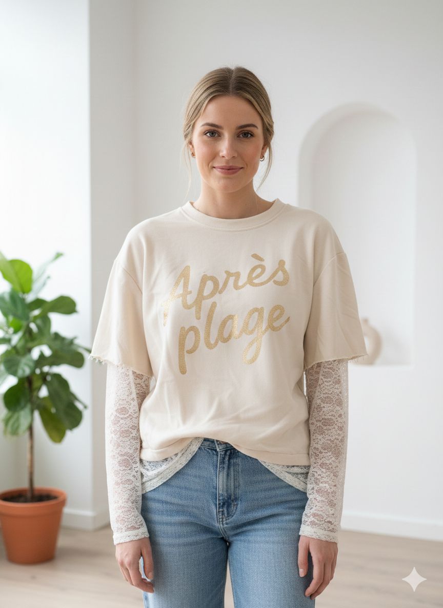 Sweat avec manches en dentelle(x6)