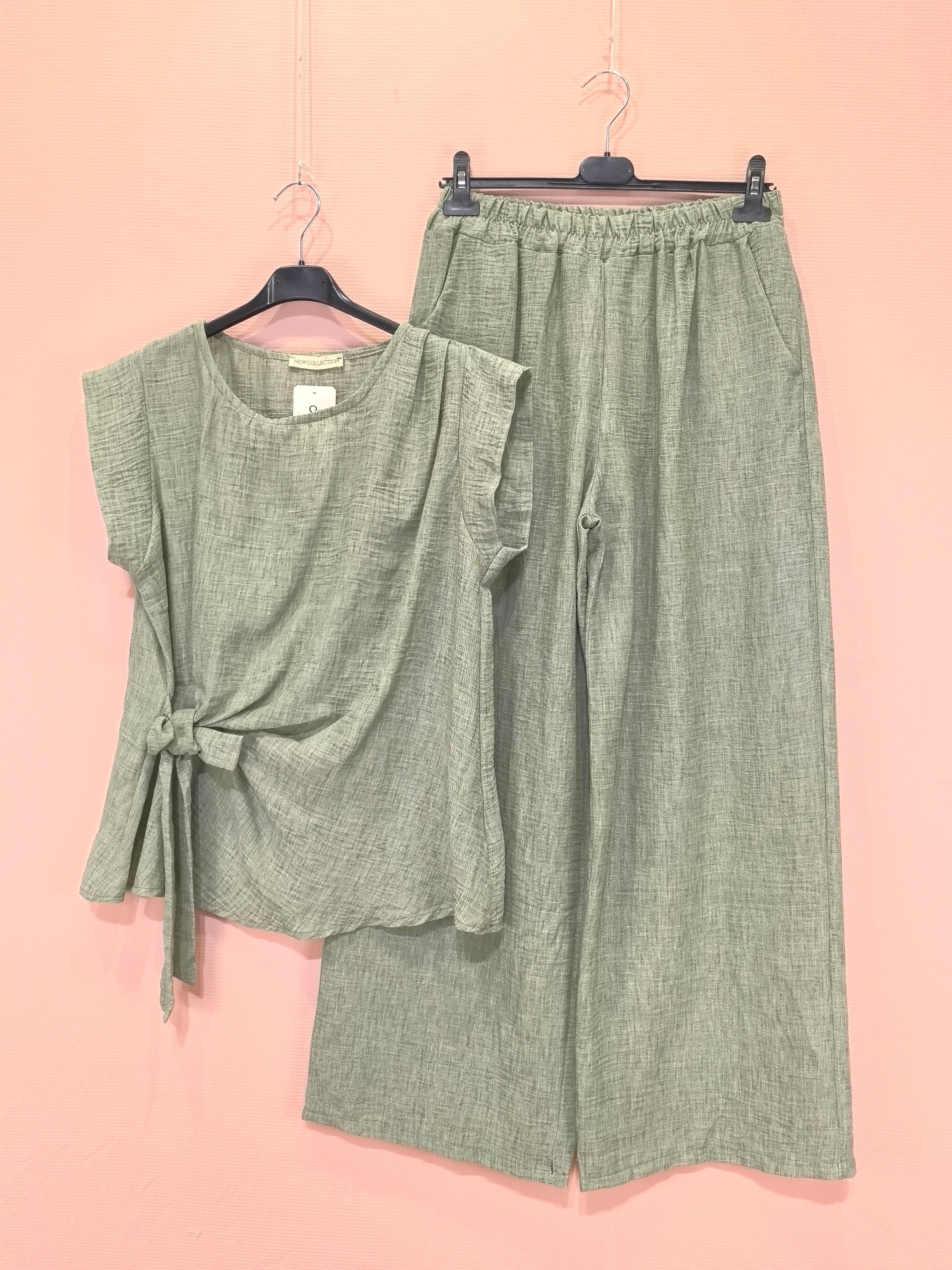 Ensemble Pantalon Large Et Haut Noué （X5）