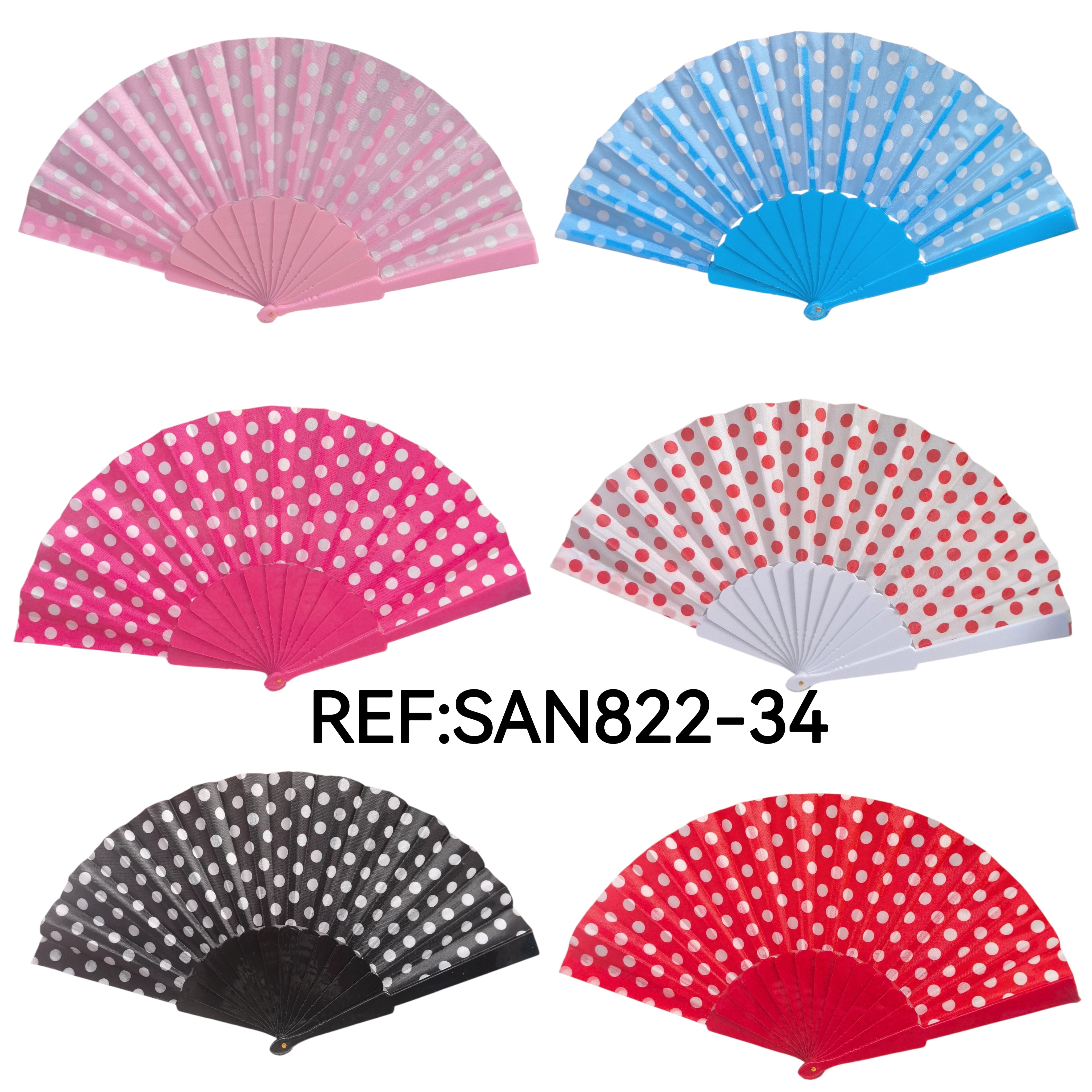 Éventail pliant à pois(x12)#34
