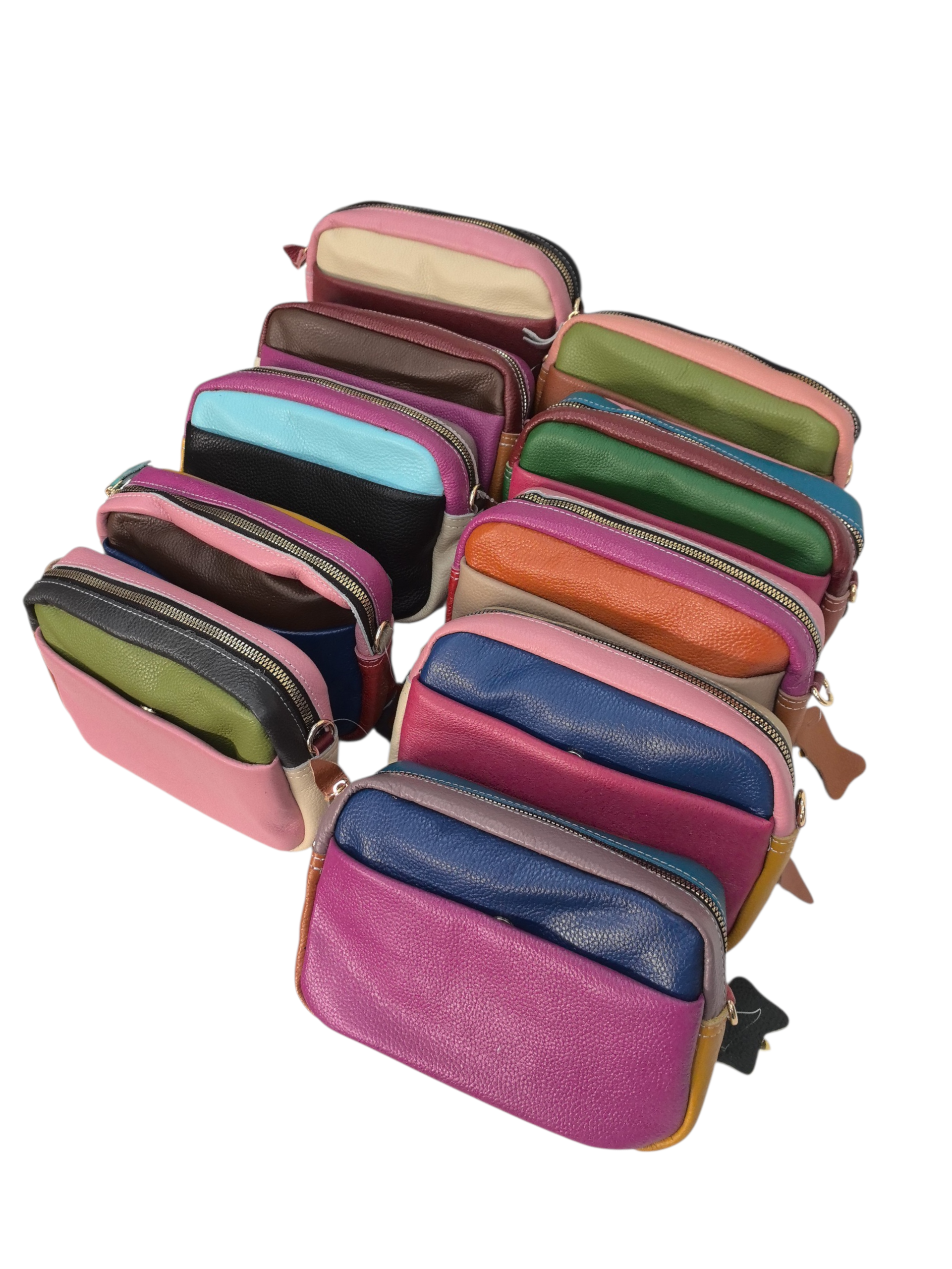Sac multicouleur- Cuir véritable couleur (X6)