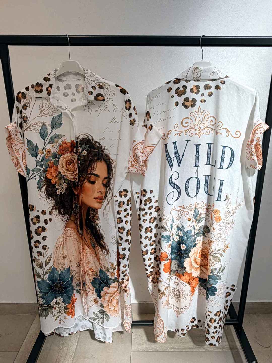 Robe Chemise Longue Imprimée Graphique (x6)
