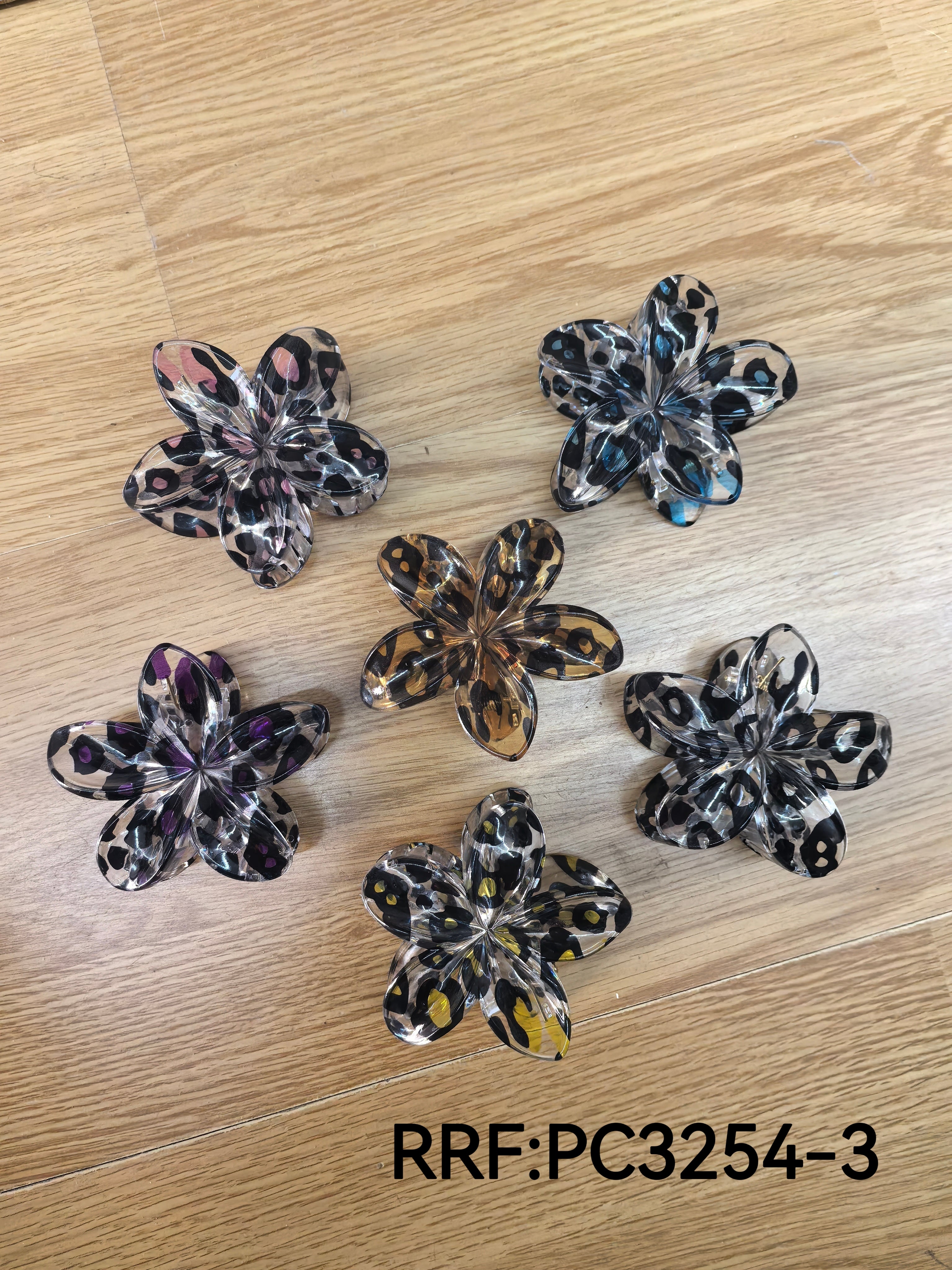 Pince à cheveux fleur motif léopard(x12)#3