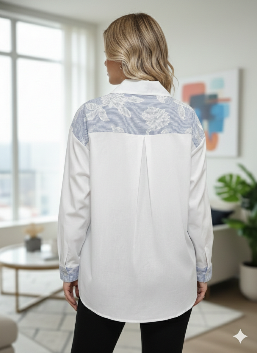 Chemise bicolore à motif floral (x6)