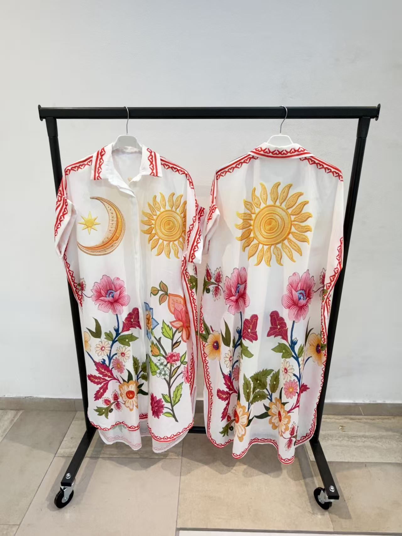 Robe Chemise Longue Imprimée Graphique (x4)