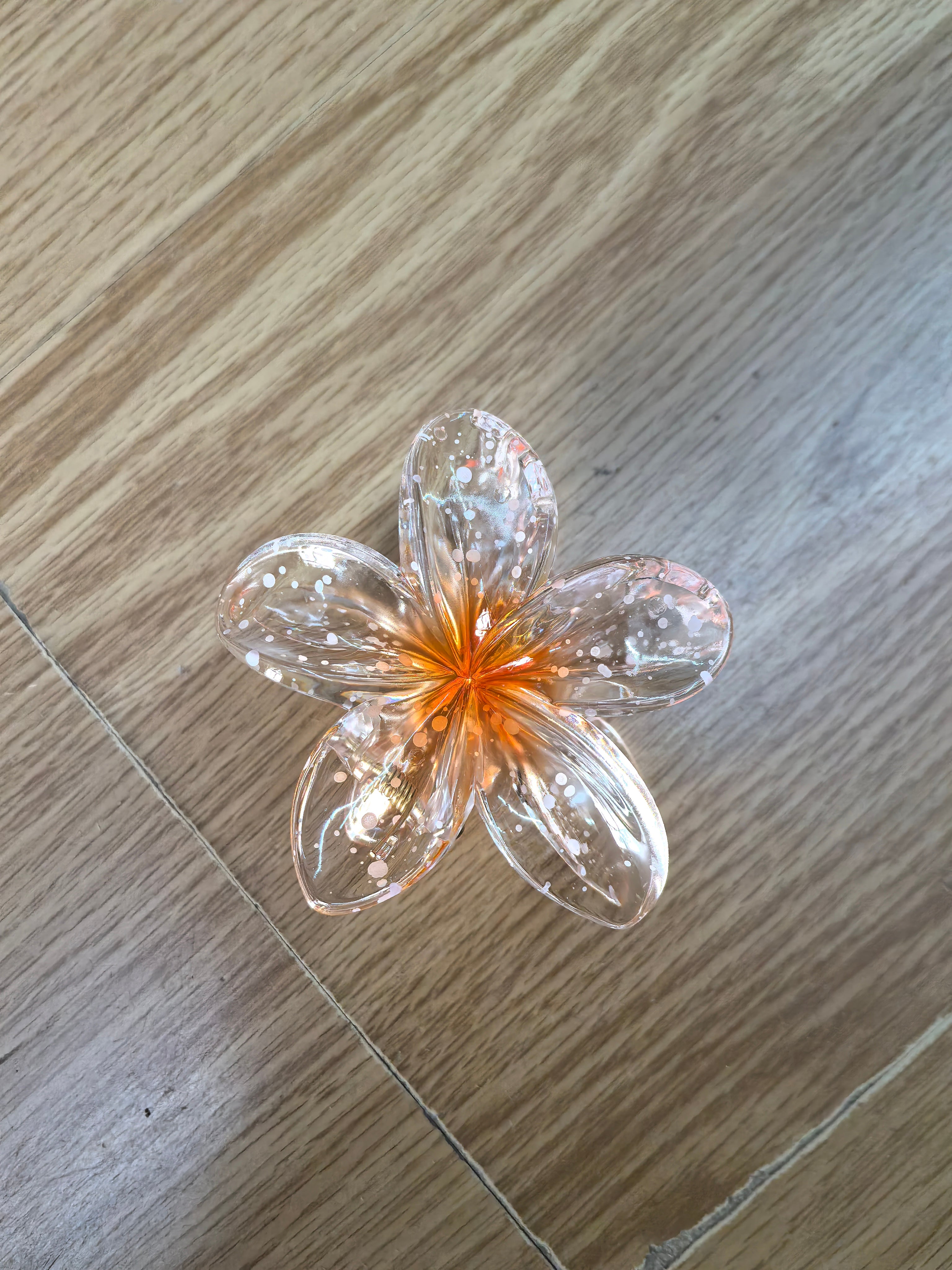 Pince à cheveux fleur transparente à pois colorés (x12)#5