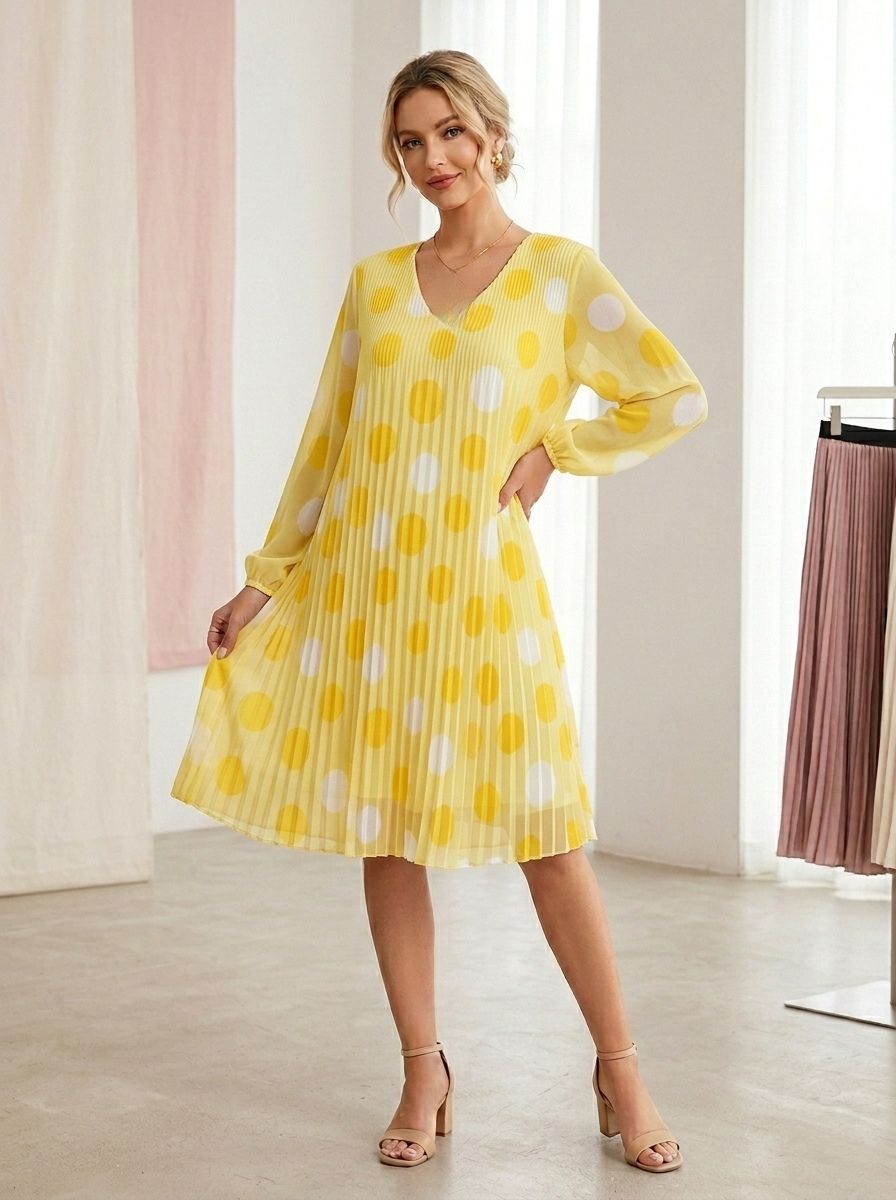 Robe Plissé Imprimée (x6）