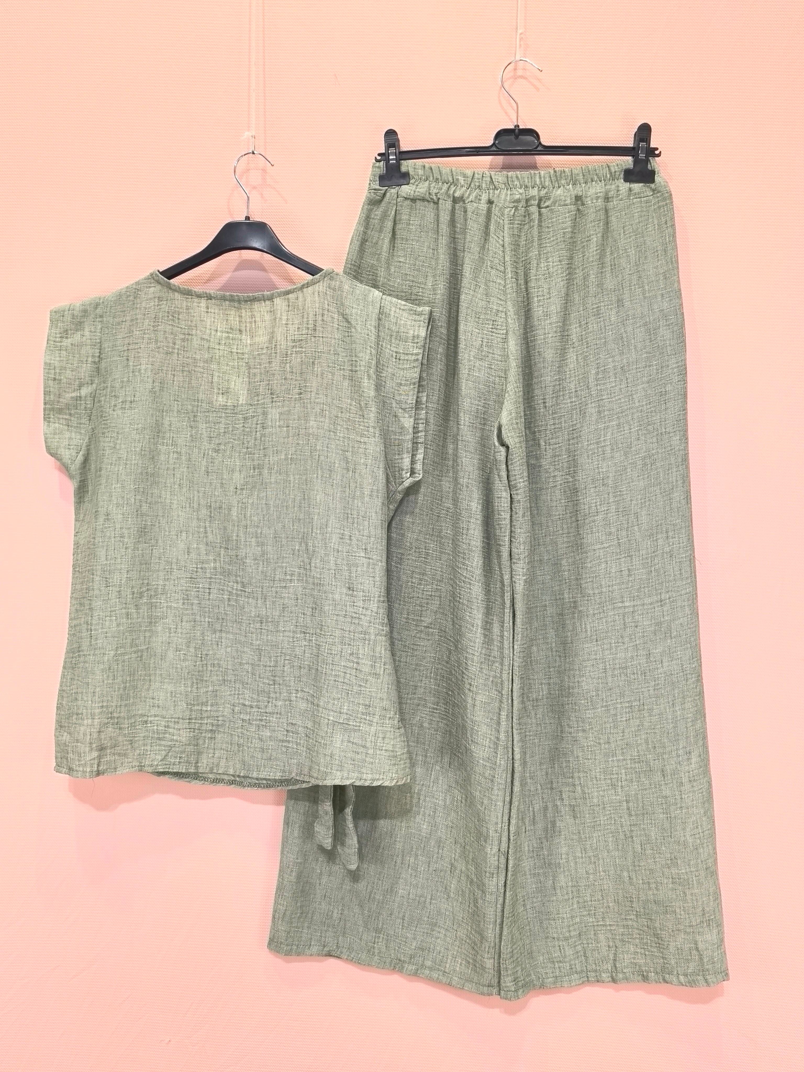 Ensemble Pantalon Large Et Haut Noué （X5）