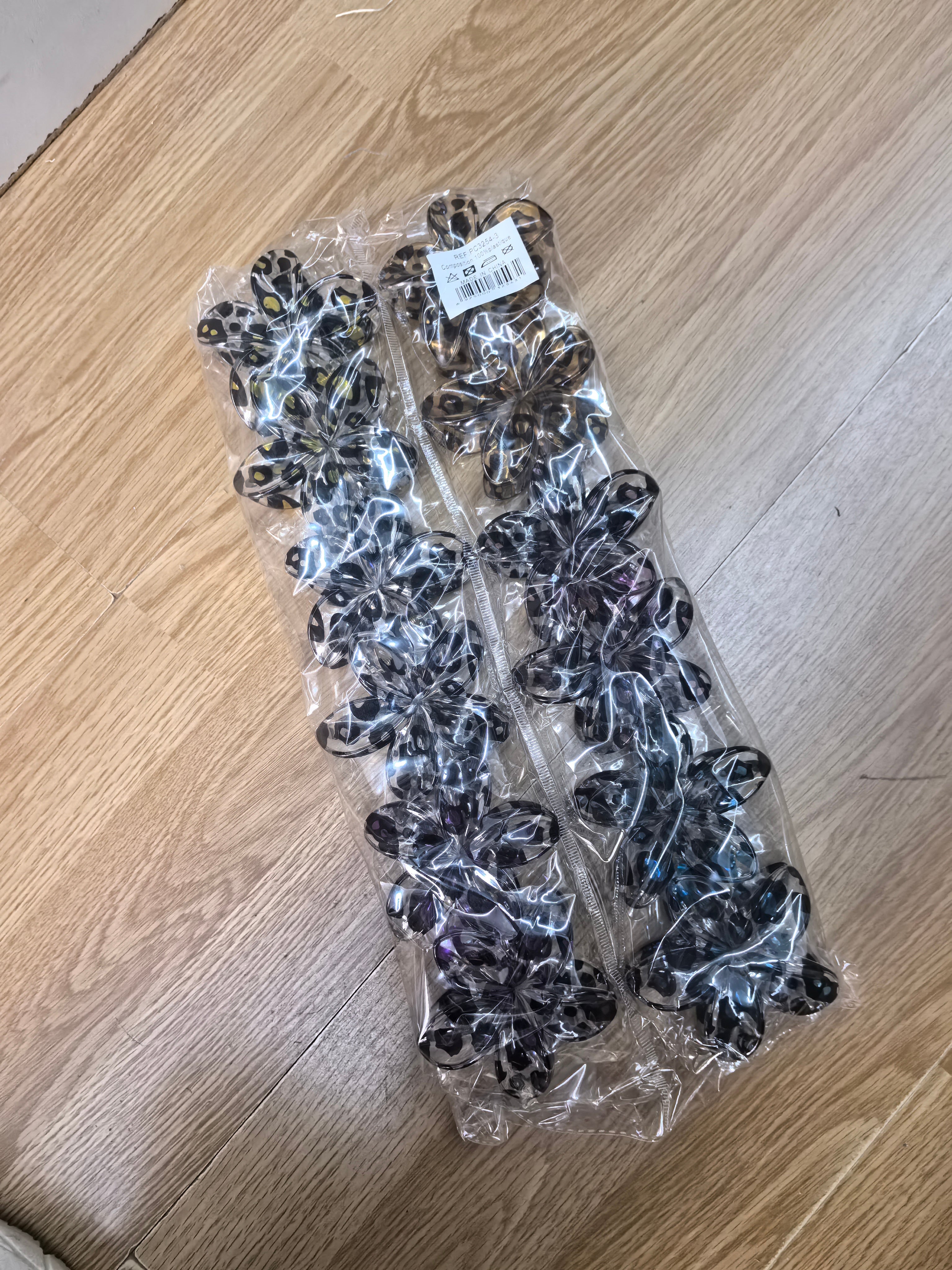Pince à cheveux fleur motif léopard(x12)#3