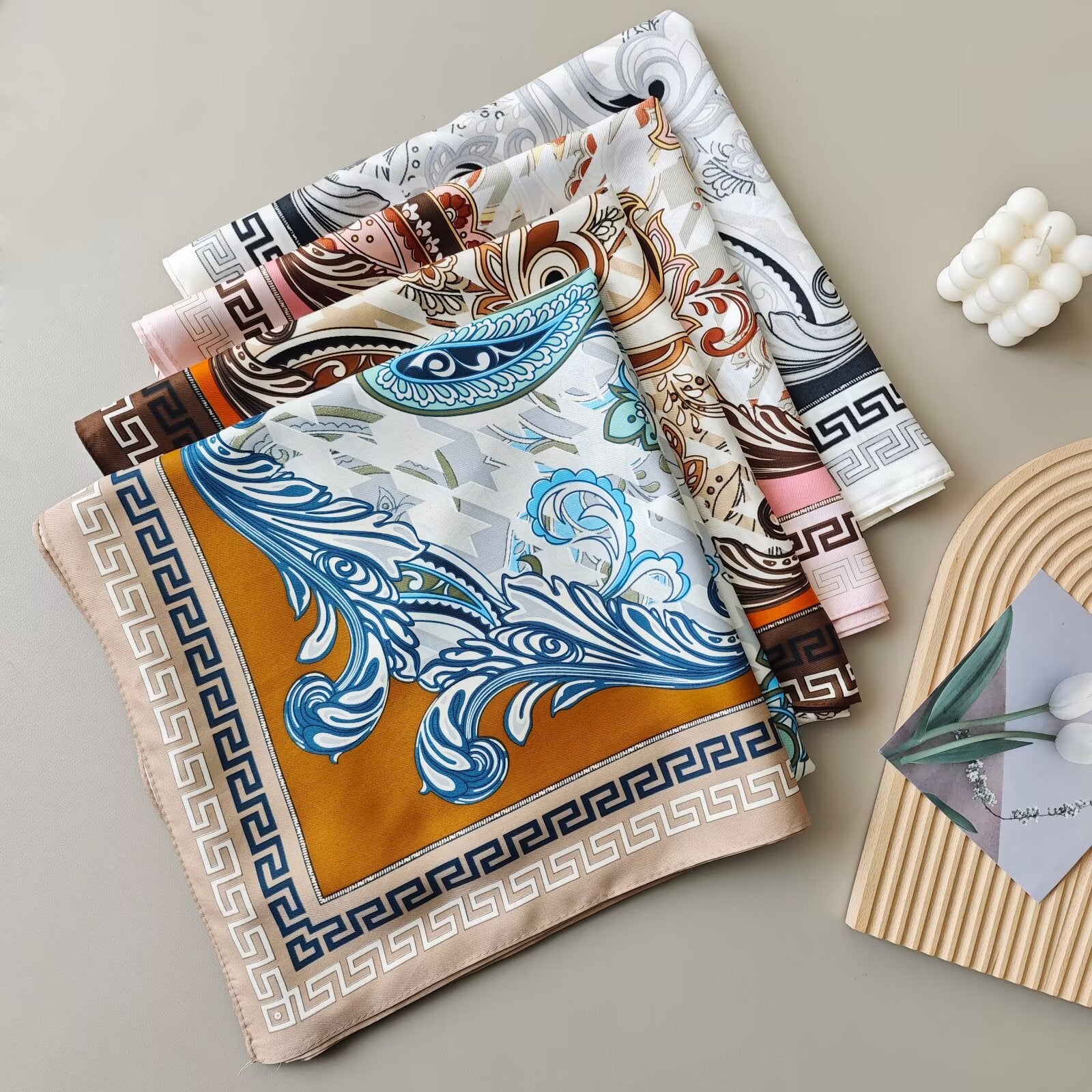 Foulard Carré touche soie  130×130cm (x6)#33