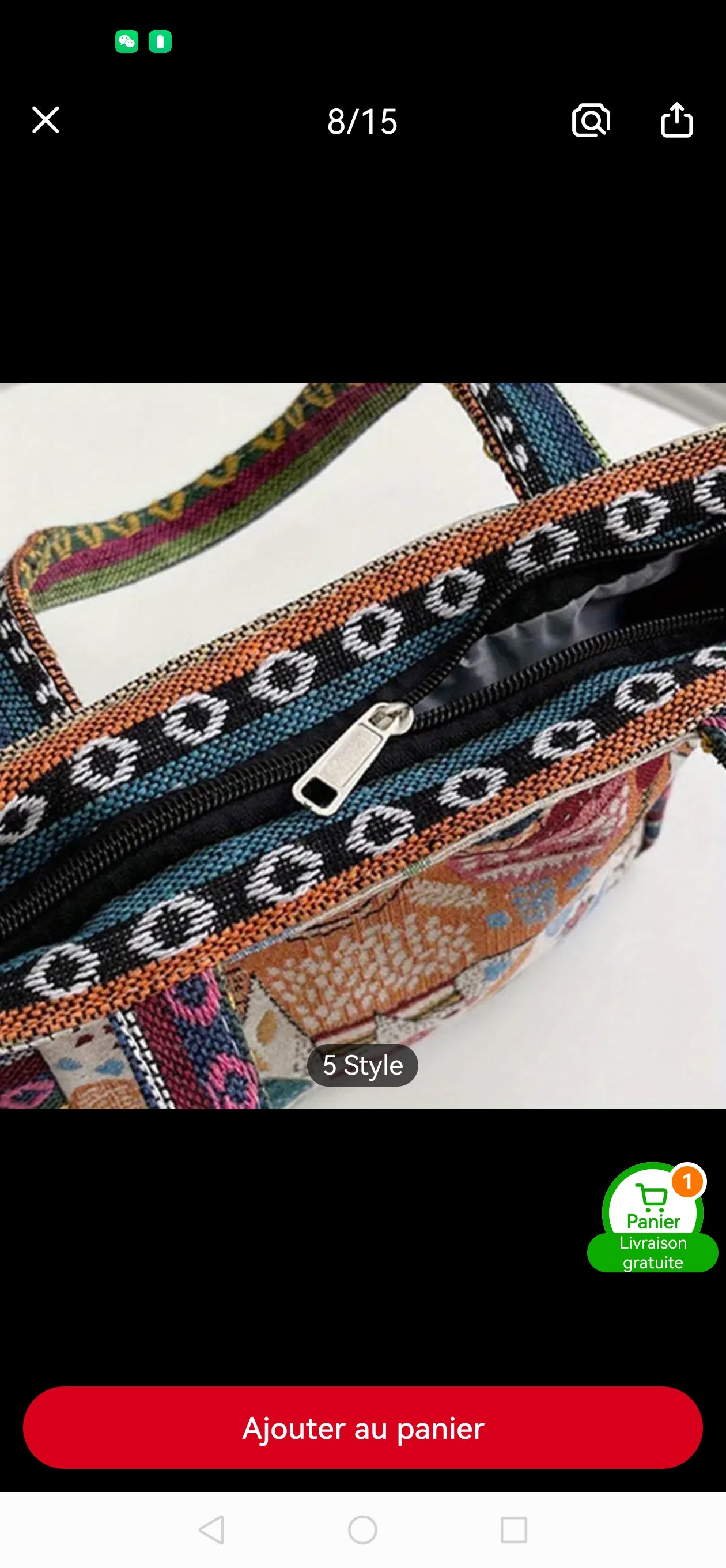 Sac à main en toile  brodé Flamant pour femme (x6)