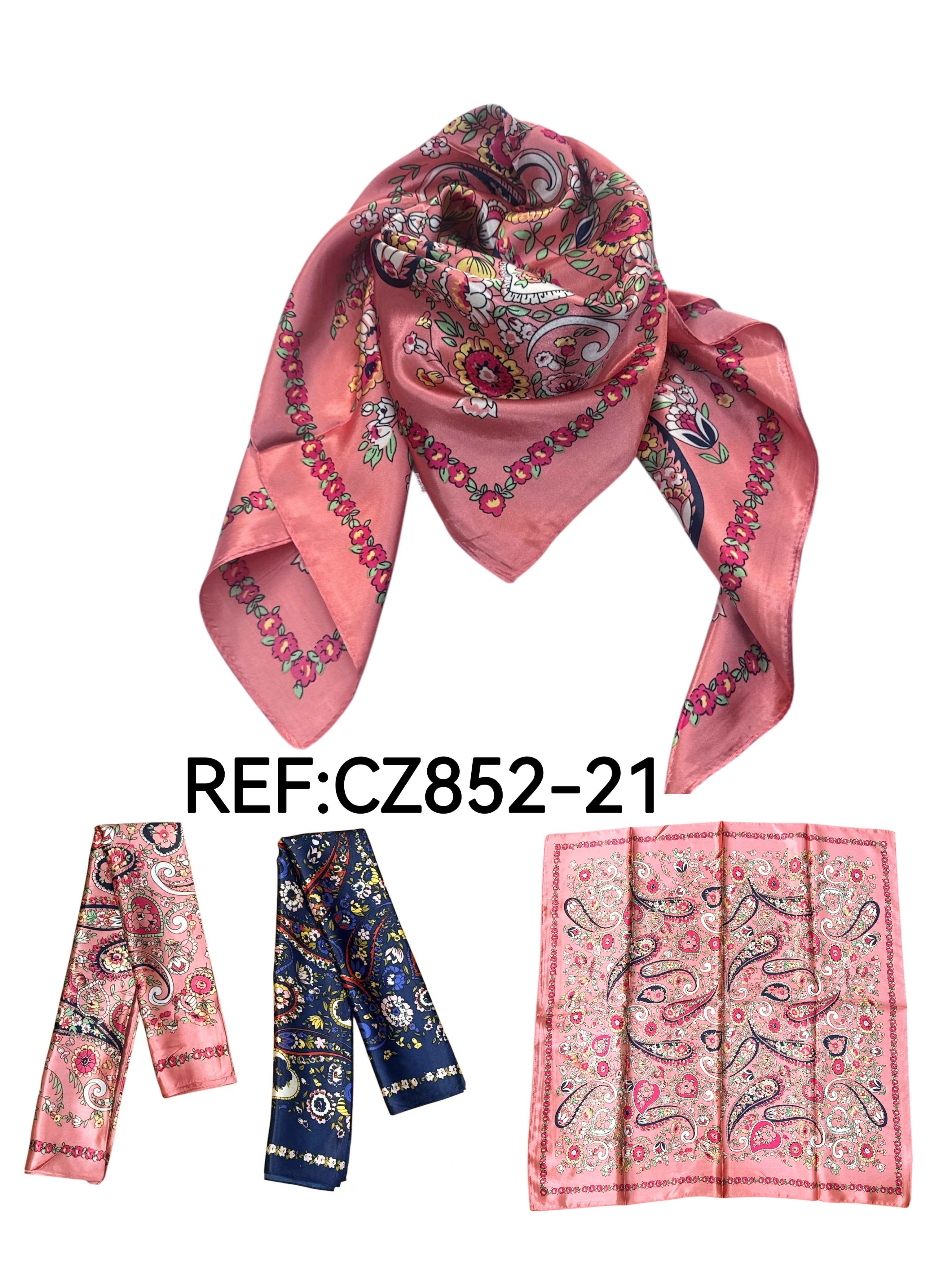 Foulard carré  90cm imprimé fantaisie (x10)#21