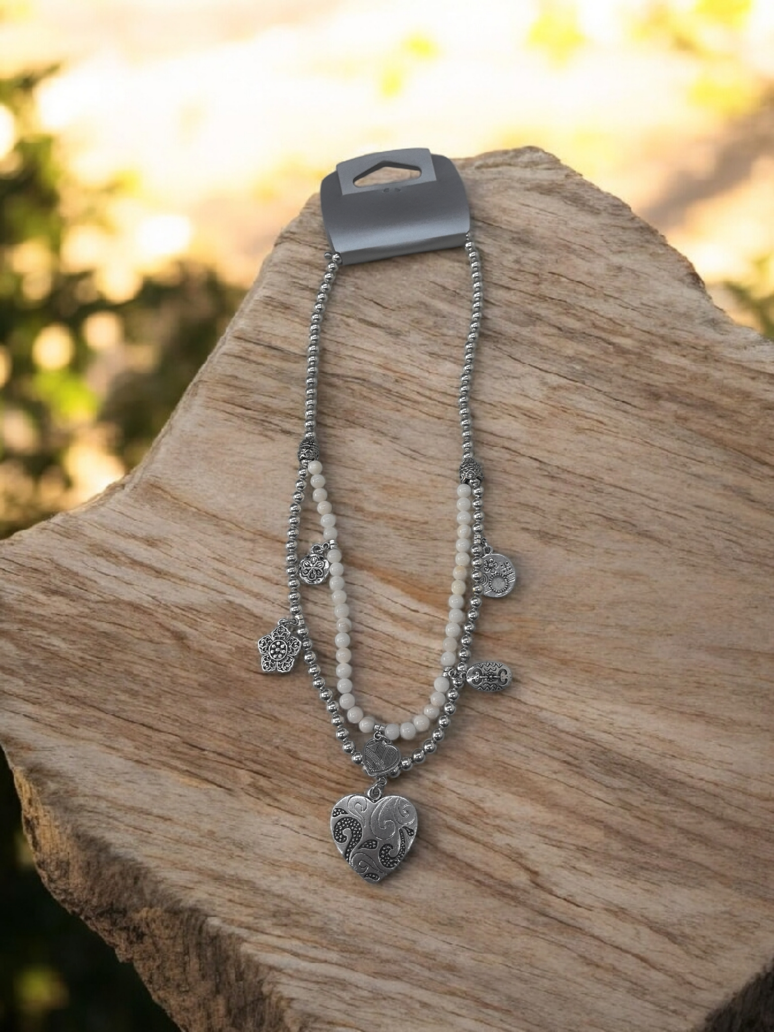 Collier sautoir fantaisie double (x4)