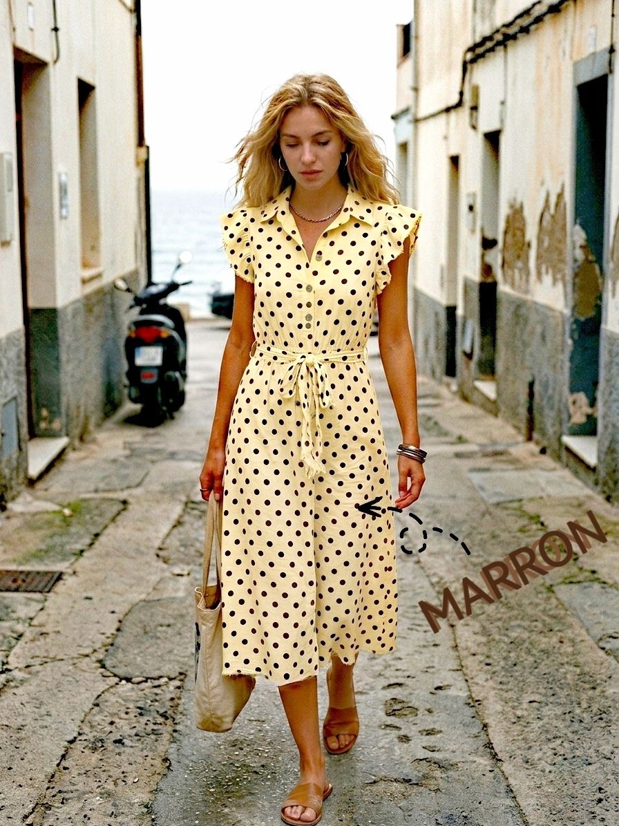 Robe Mi-Longue Fluide à Pois (x6)