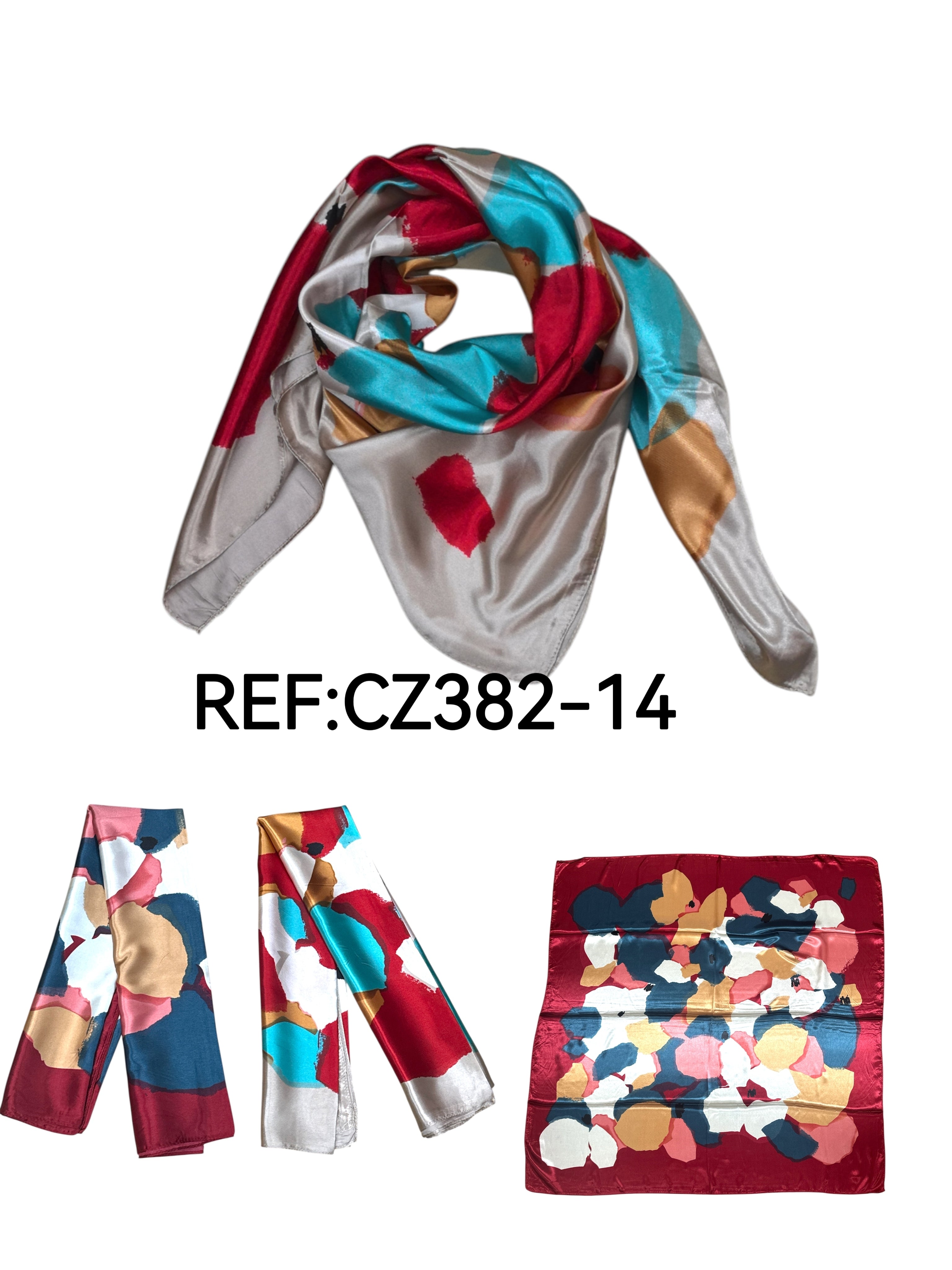 Foulard carré  90cm imprimé fantaisie (x10)#14