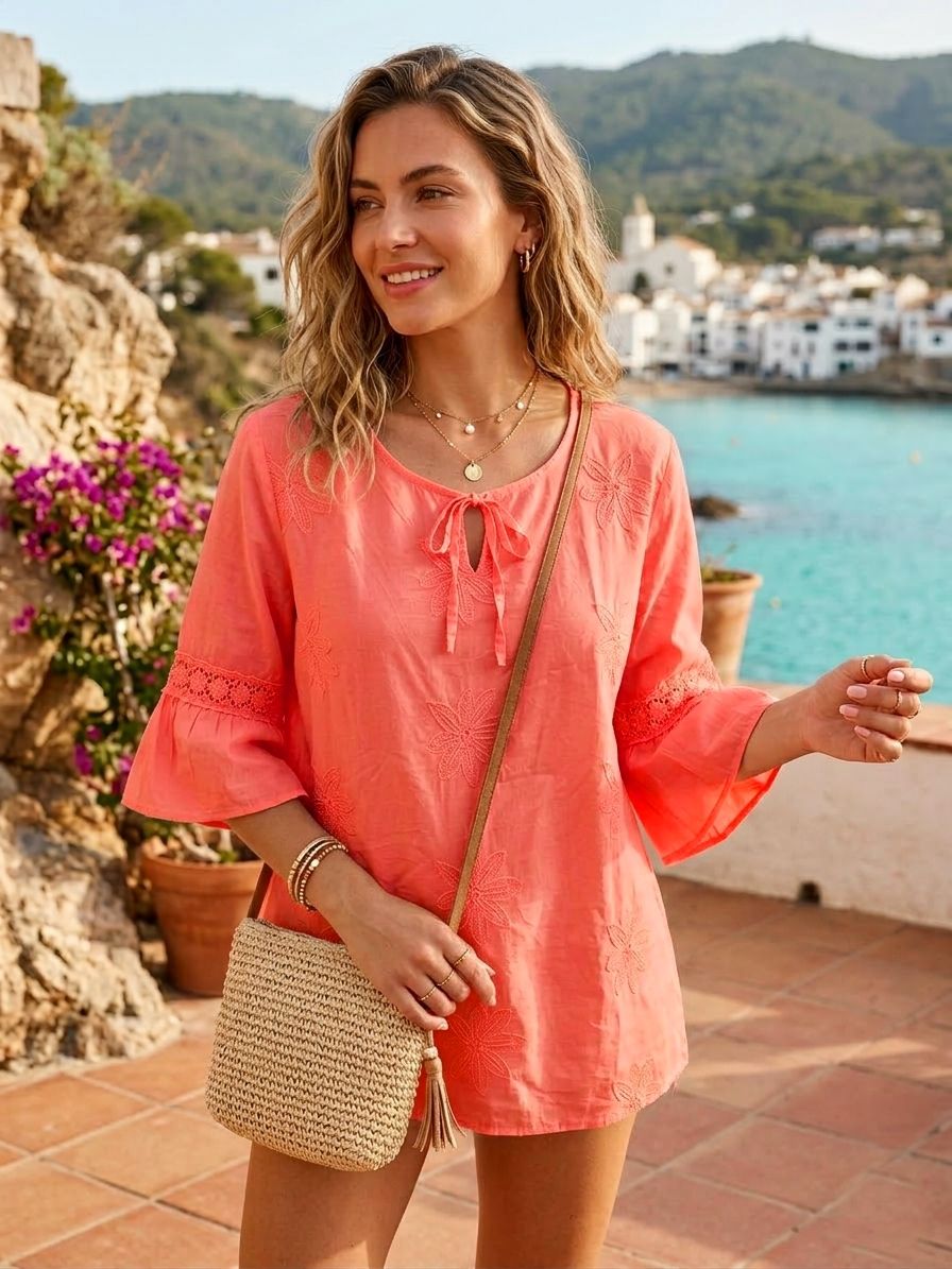 Blouse Brodée En Coton (x6)